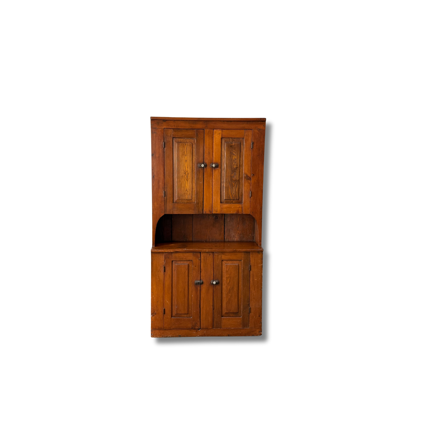 Antique Country Pine Stepback Cupboard