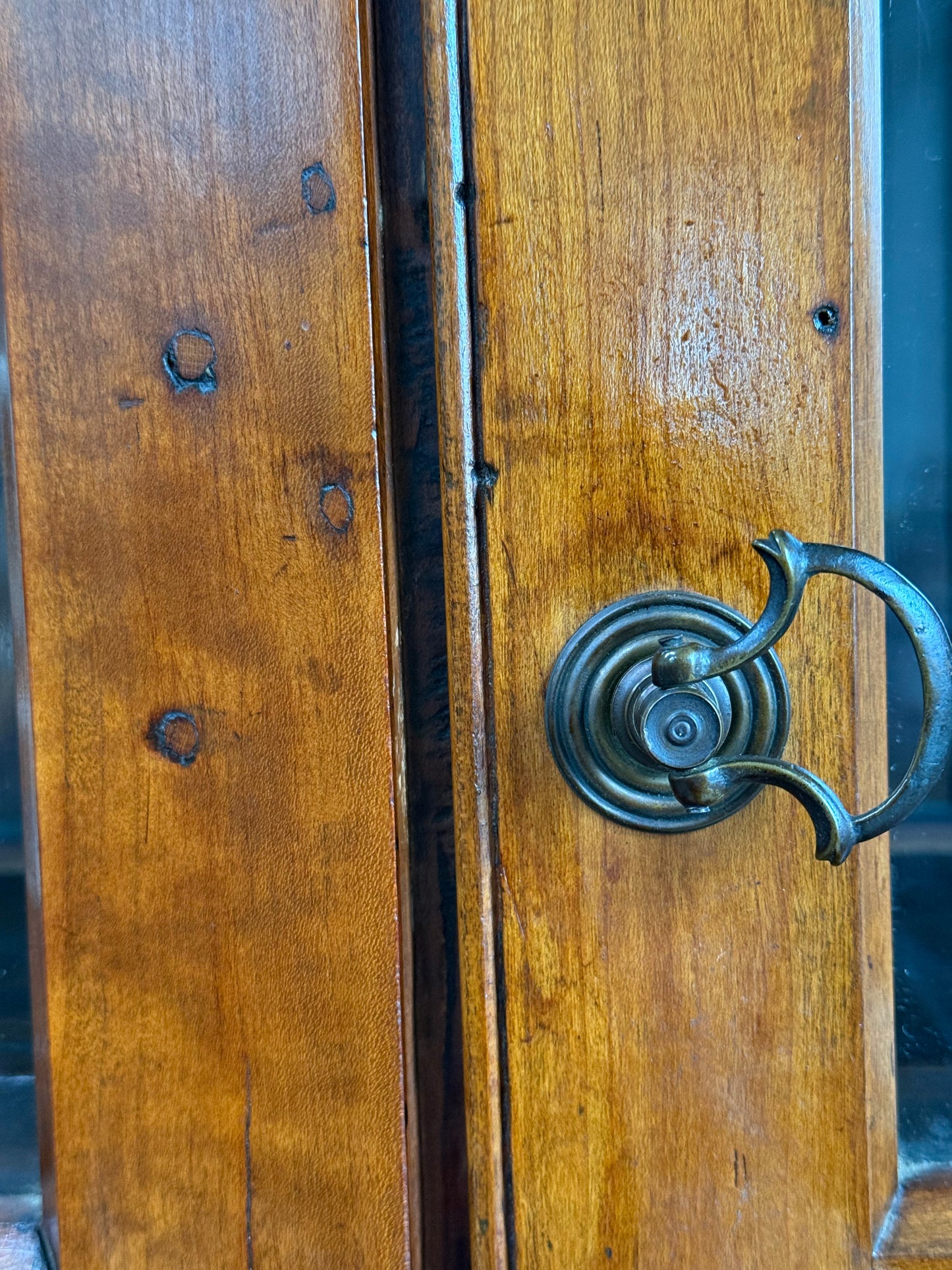 Antique Wavy Glass Stepback Cupboard