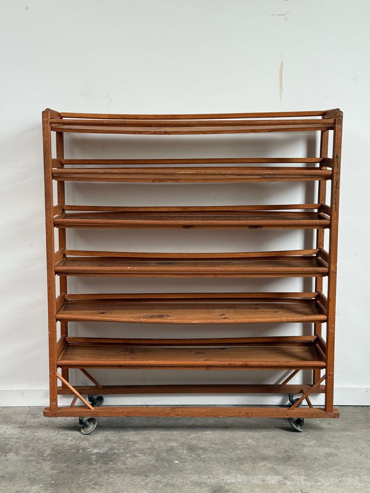 Antique Industrial Rolling Shoe Rack