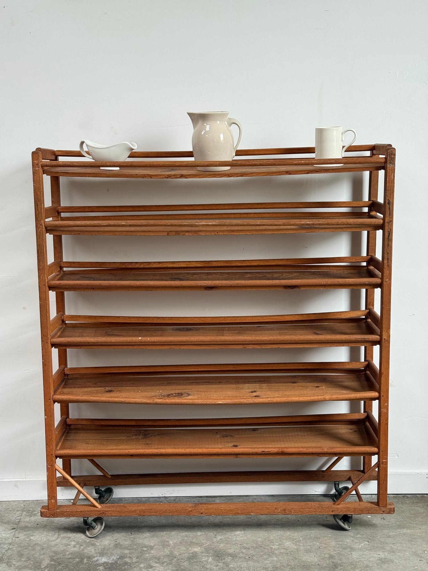 Antique Industrial Rolling Shoe Rack