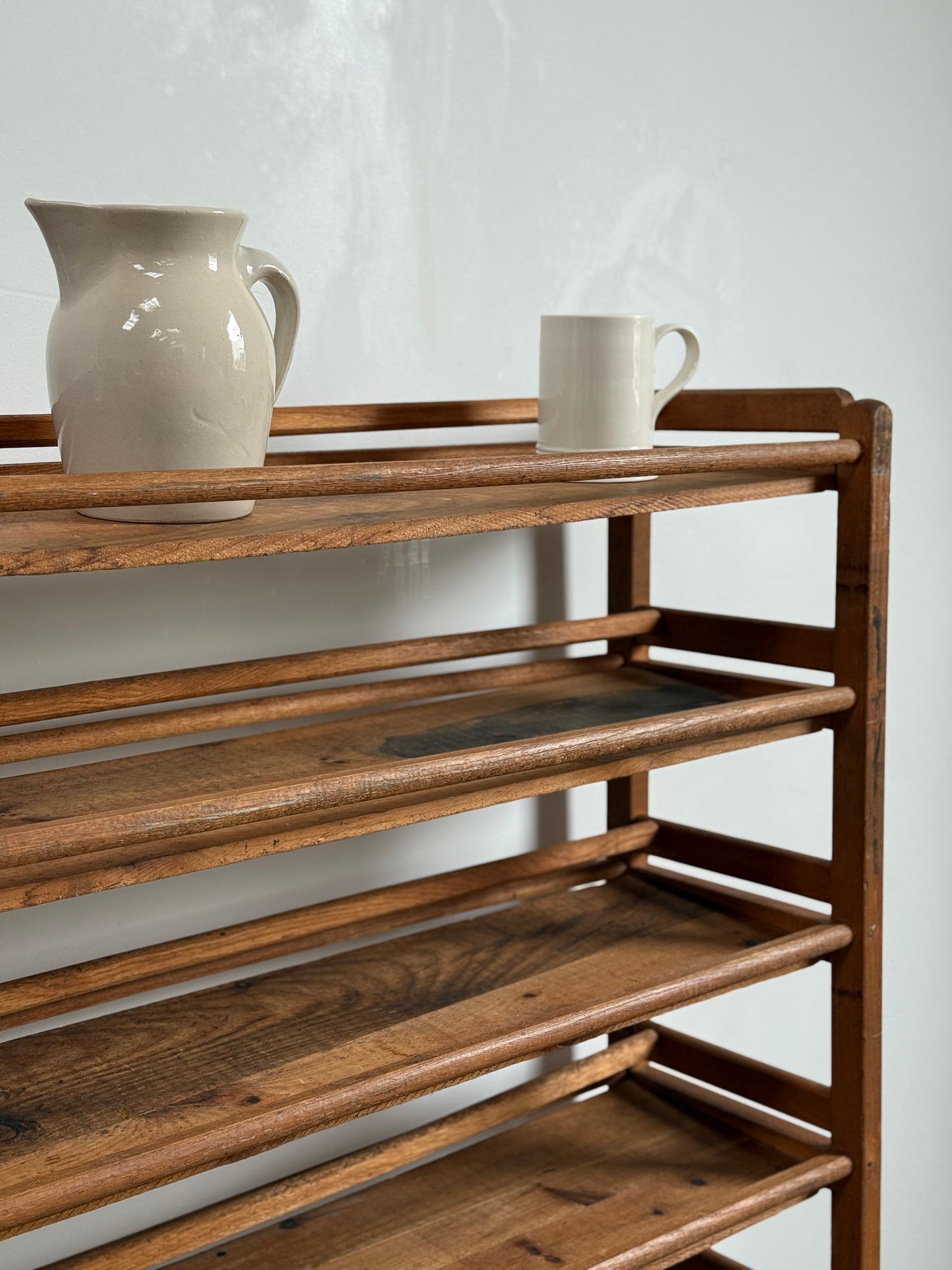 Antique Industrial Rolling Shoe Rack