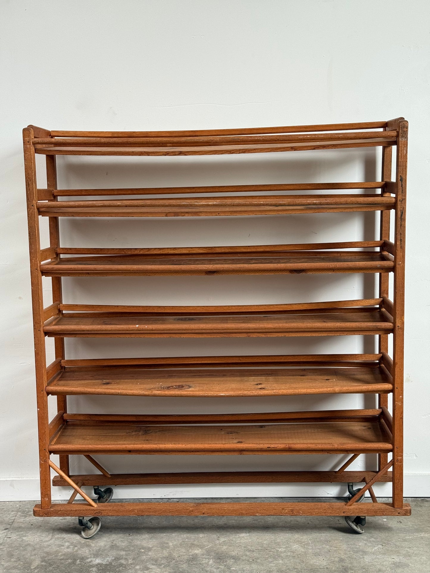 Antique Industrial Rolling Shoe Rack