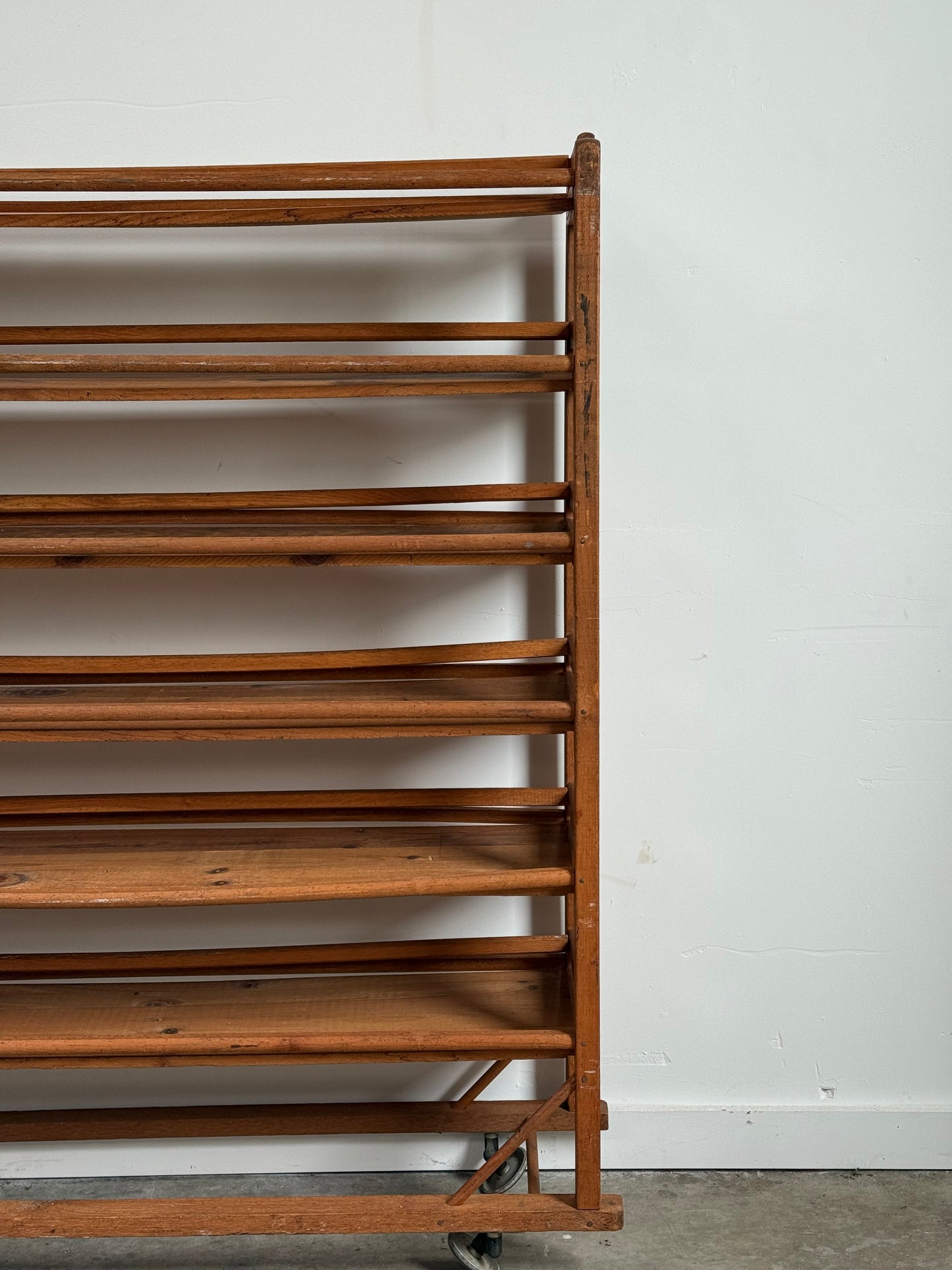 Antique Industrial Rolling Shoe Rack