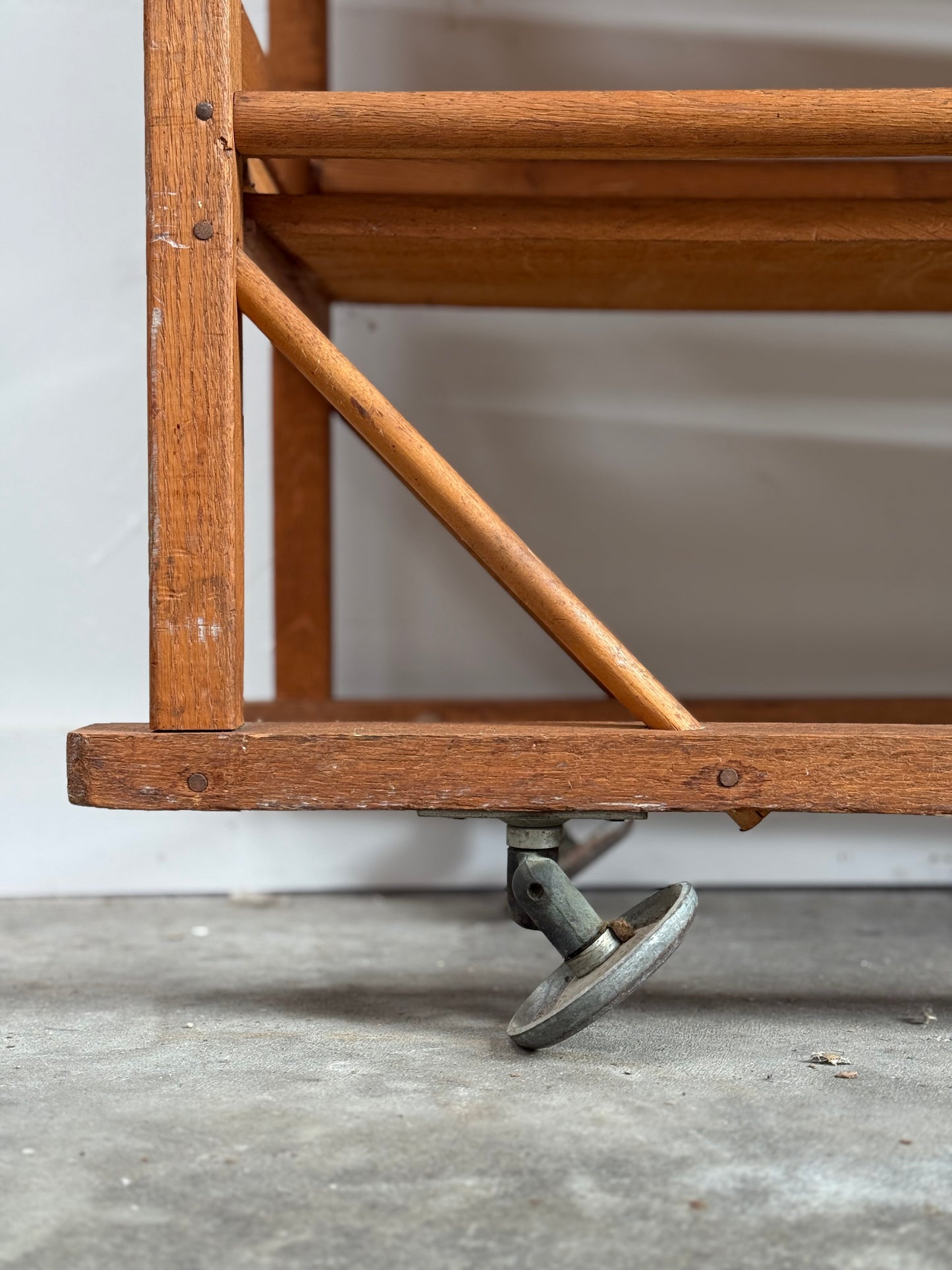 Antique Industrial Rolling Shoe Rack