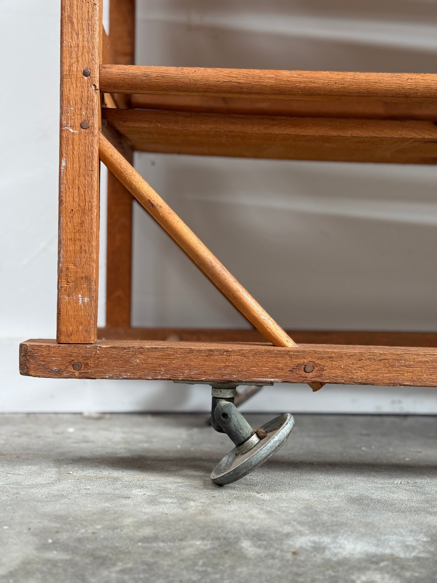 Antique Industrial Rolling Shoe Rack