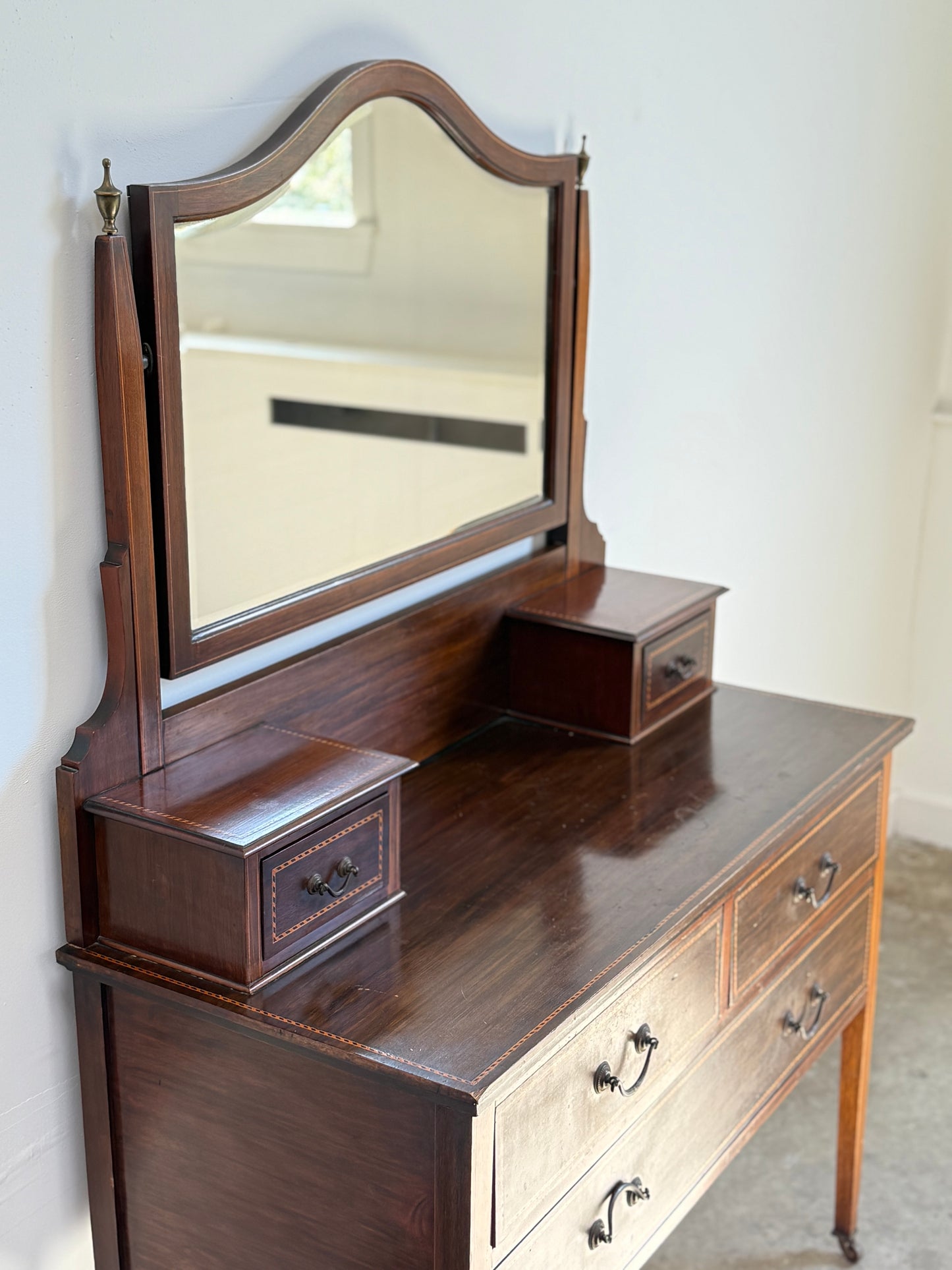 George III Style Inlaid Mahogany Dressing Table