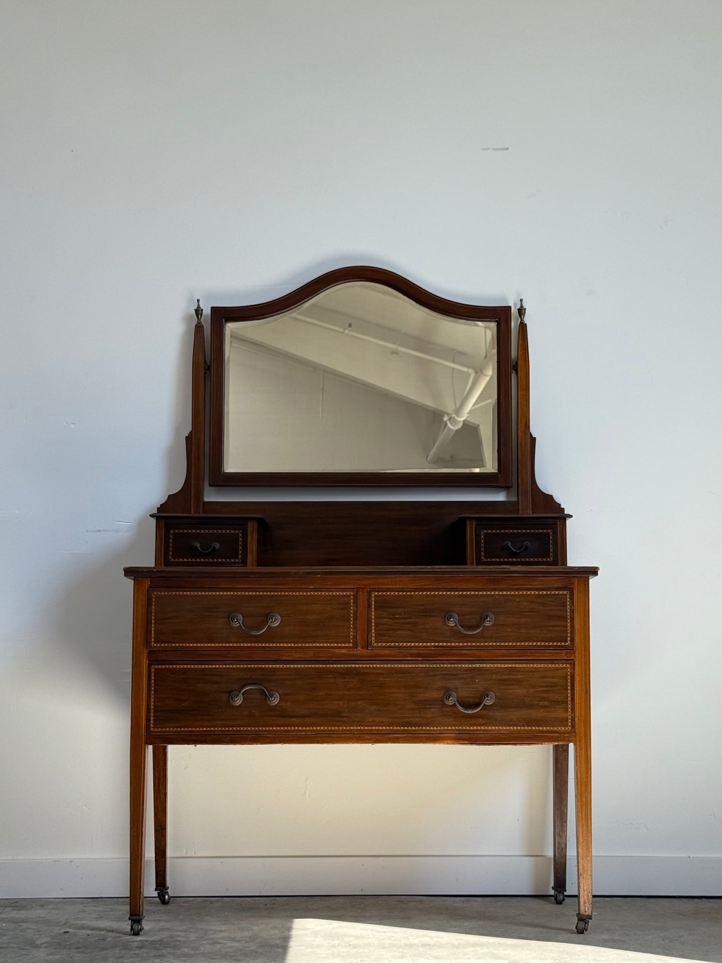George III Style Inlaid Mahogany Dressing Table