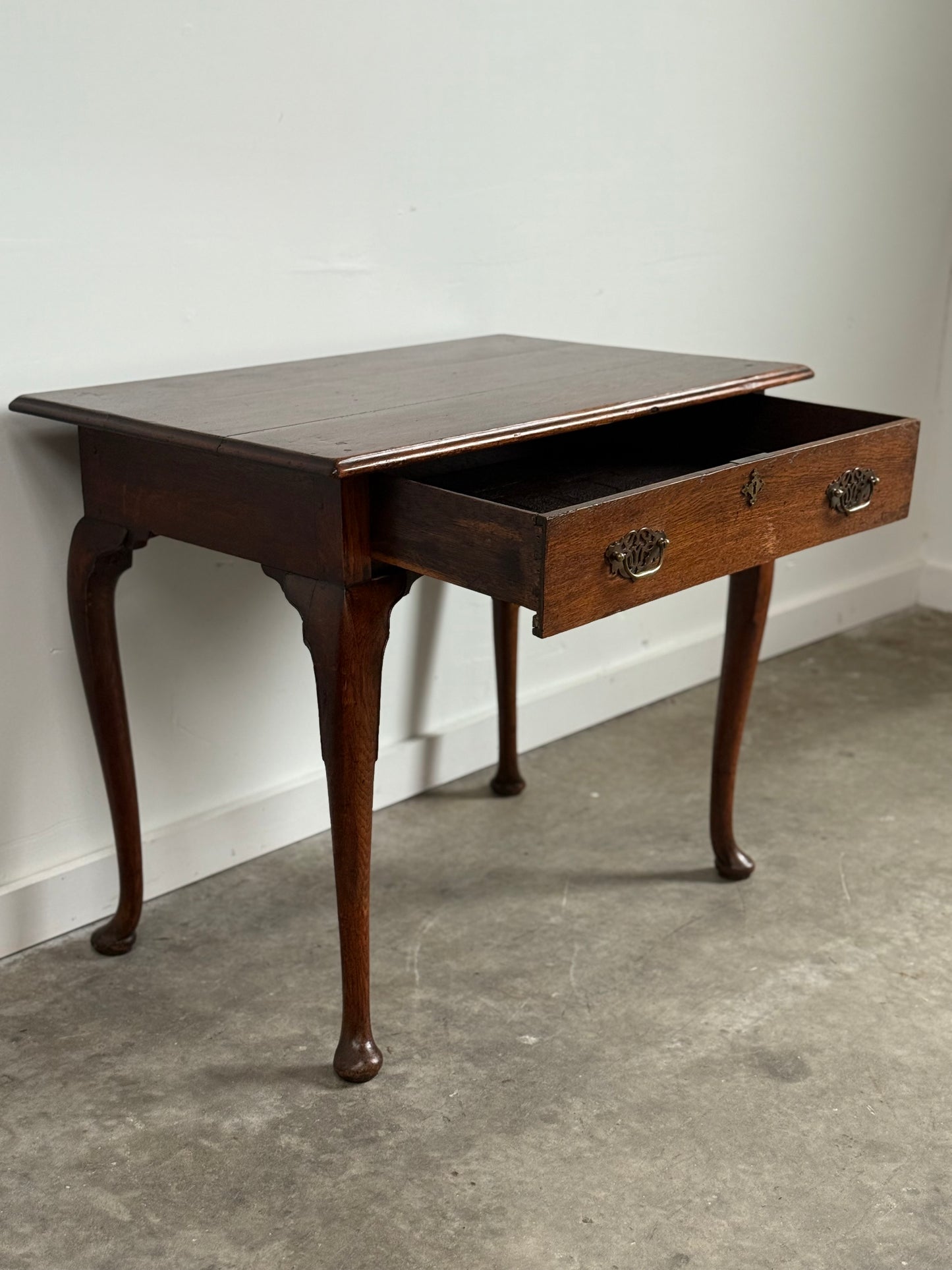English Queen Anne Walnut One Drawer Lowboy