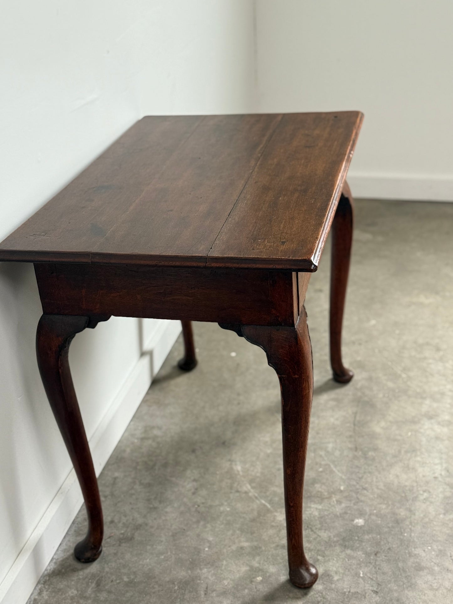 English Queen Anne Walnut One Drawer Lowboy