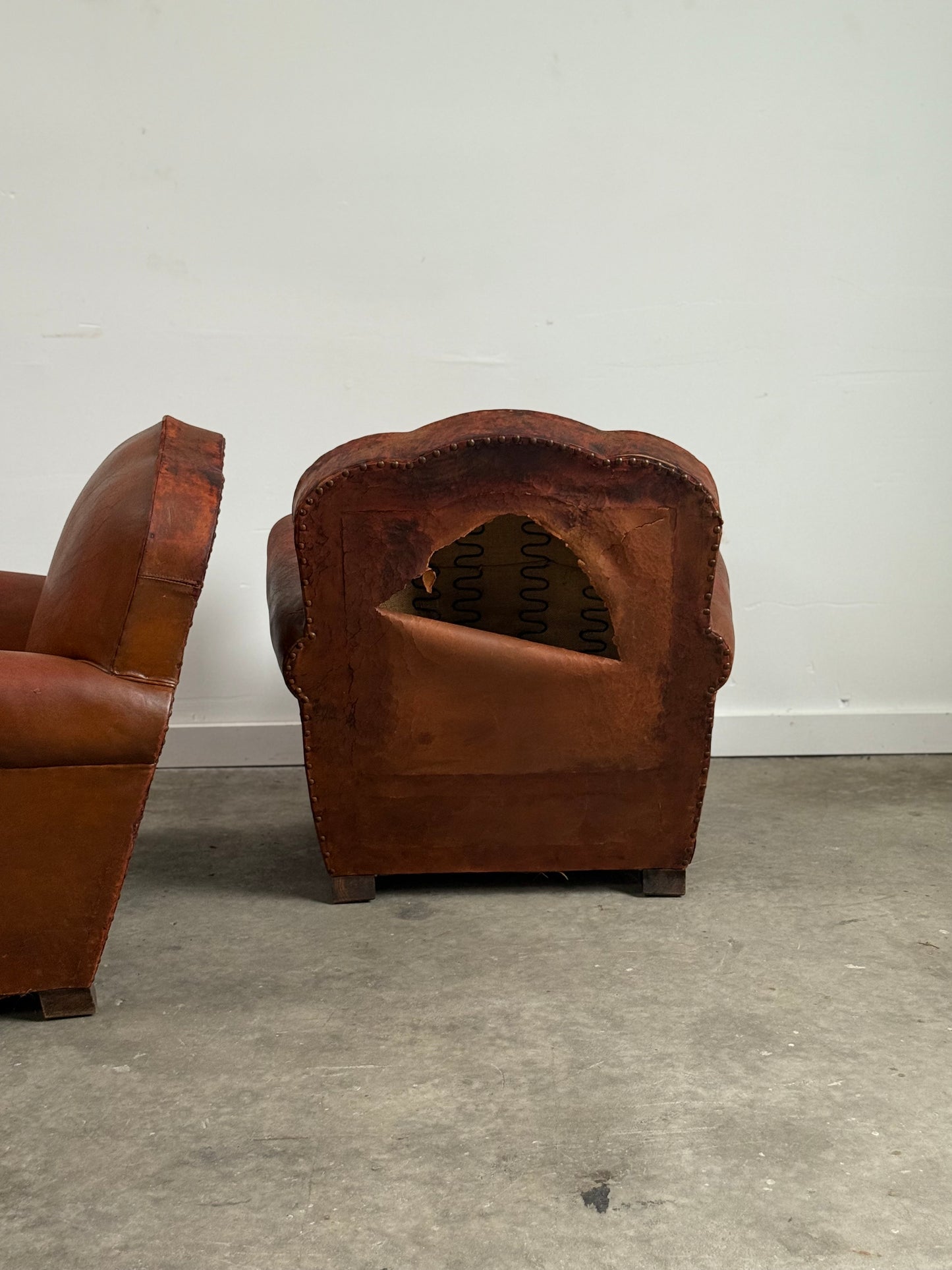 Pair of French Art Deco Club Chairs C. 1930