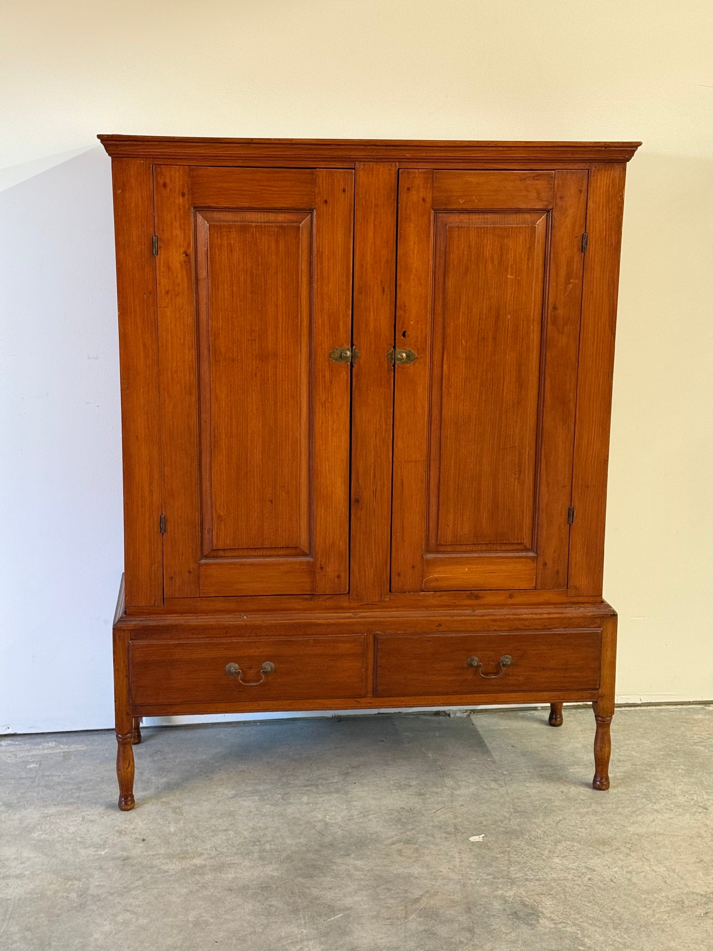 Antique Pine Cupboard On Turned Legs 19th c.