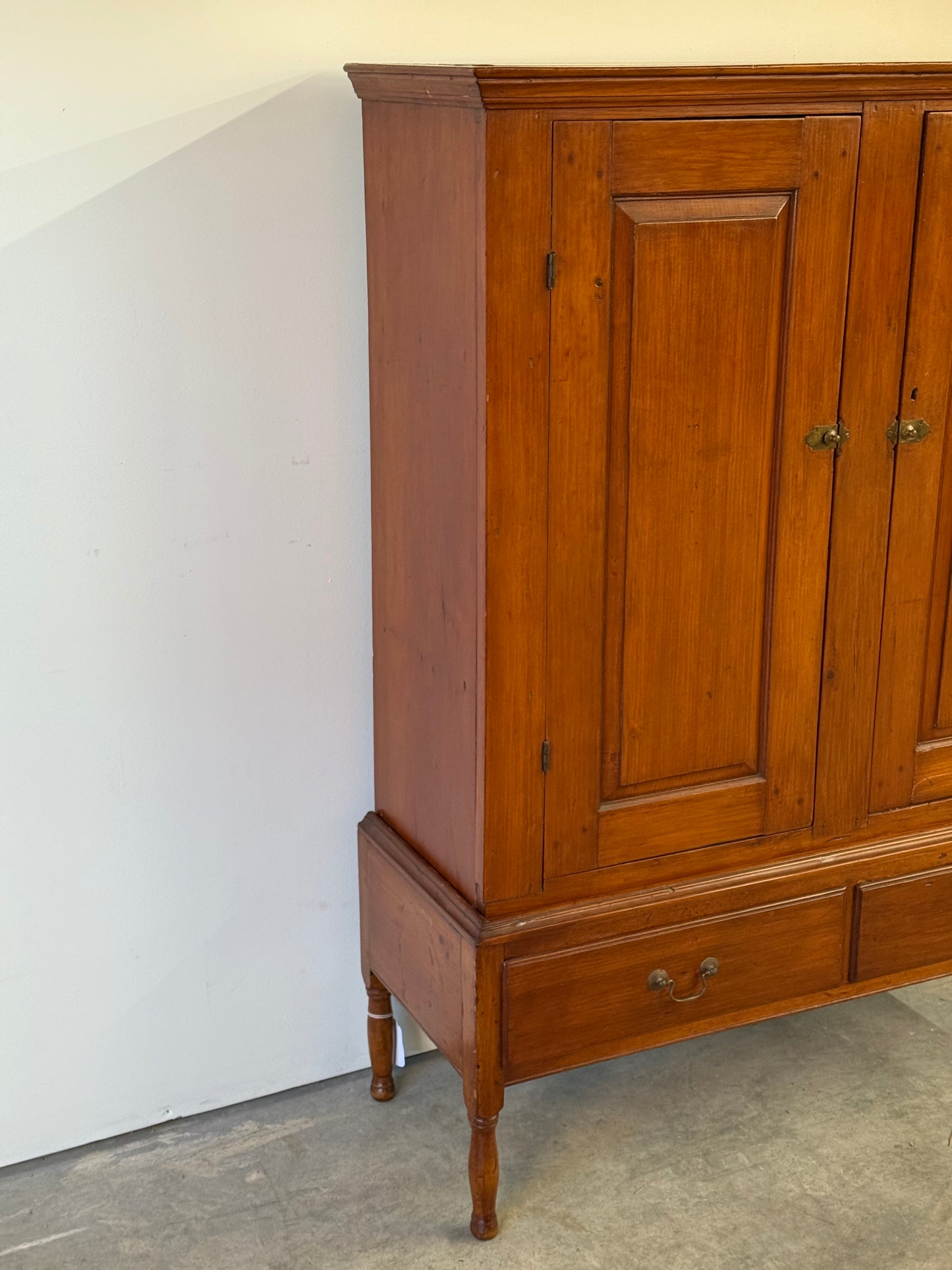 Antique Pine Cupboard On Turned Legs 19th c.