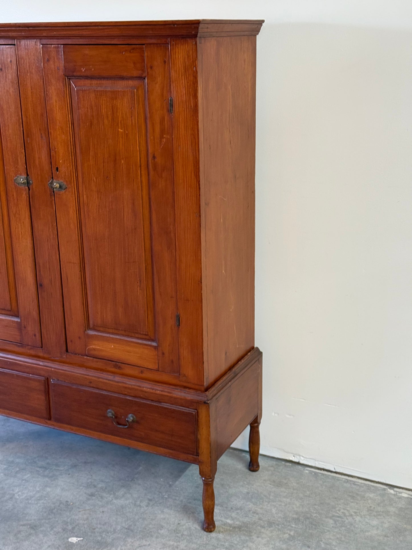 Antique Pine Cupboard On Turned Legs 19th c.