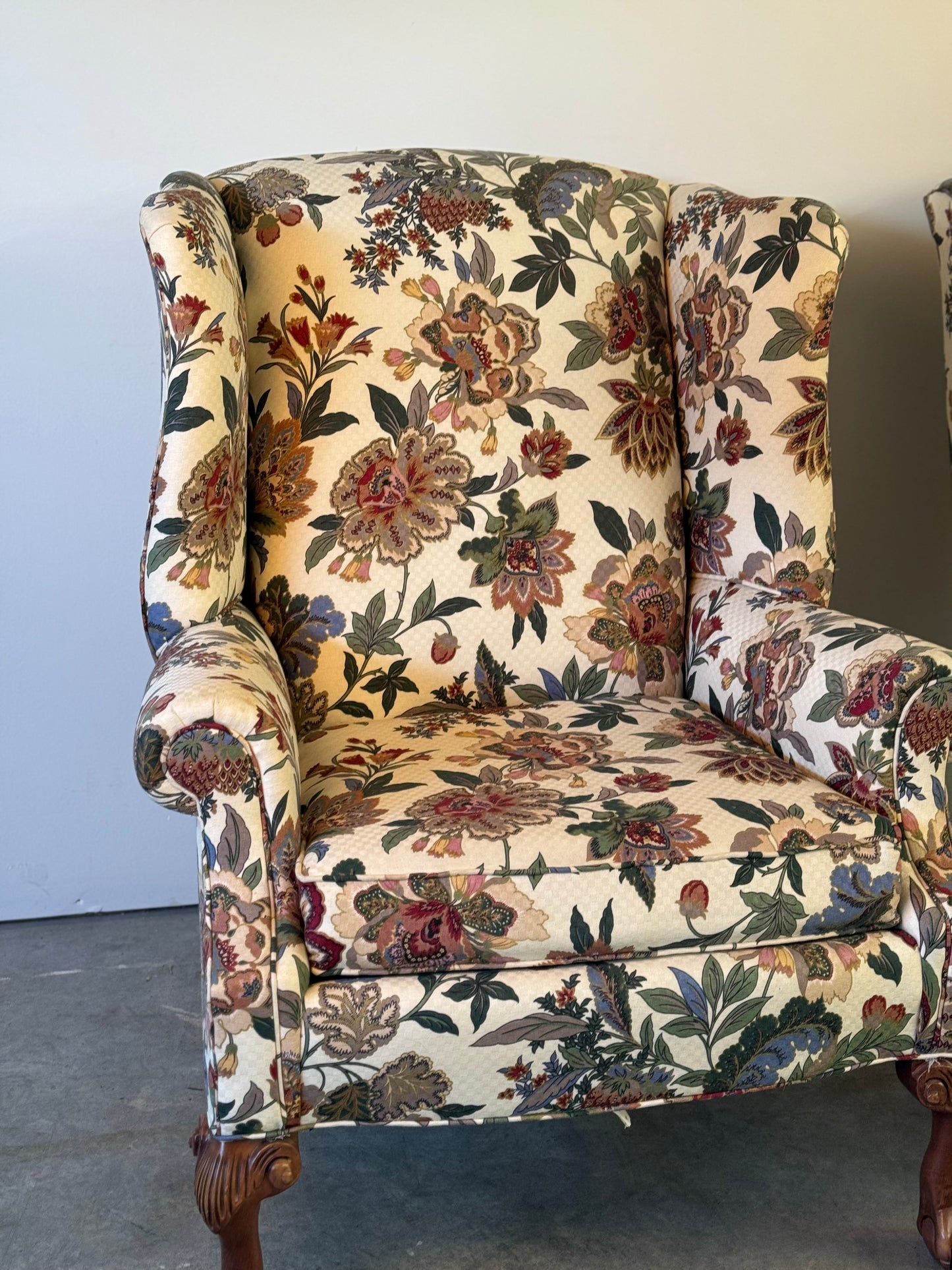 Pr. Vintage George III Style Wing Armchairs