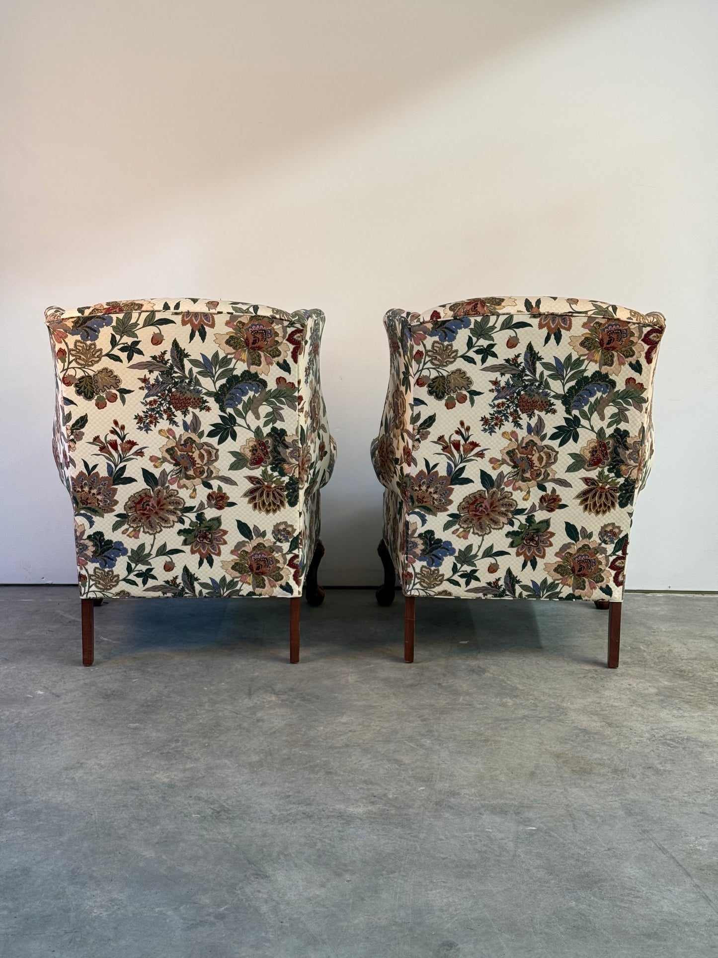 Pr. Vintage George III Style Wing Armchairs