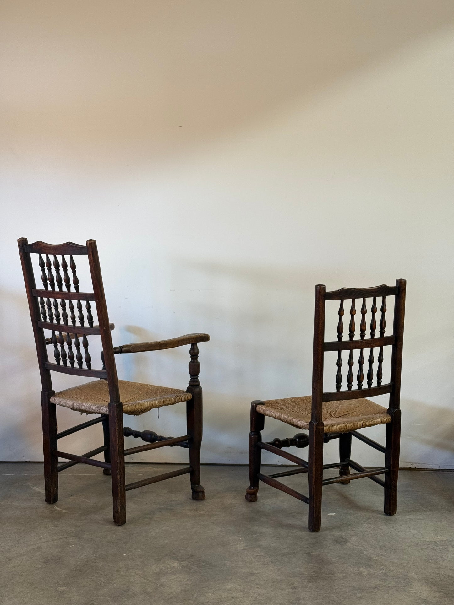 Set of six Antique Lancashire Spindle Back Chairs