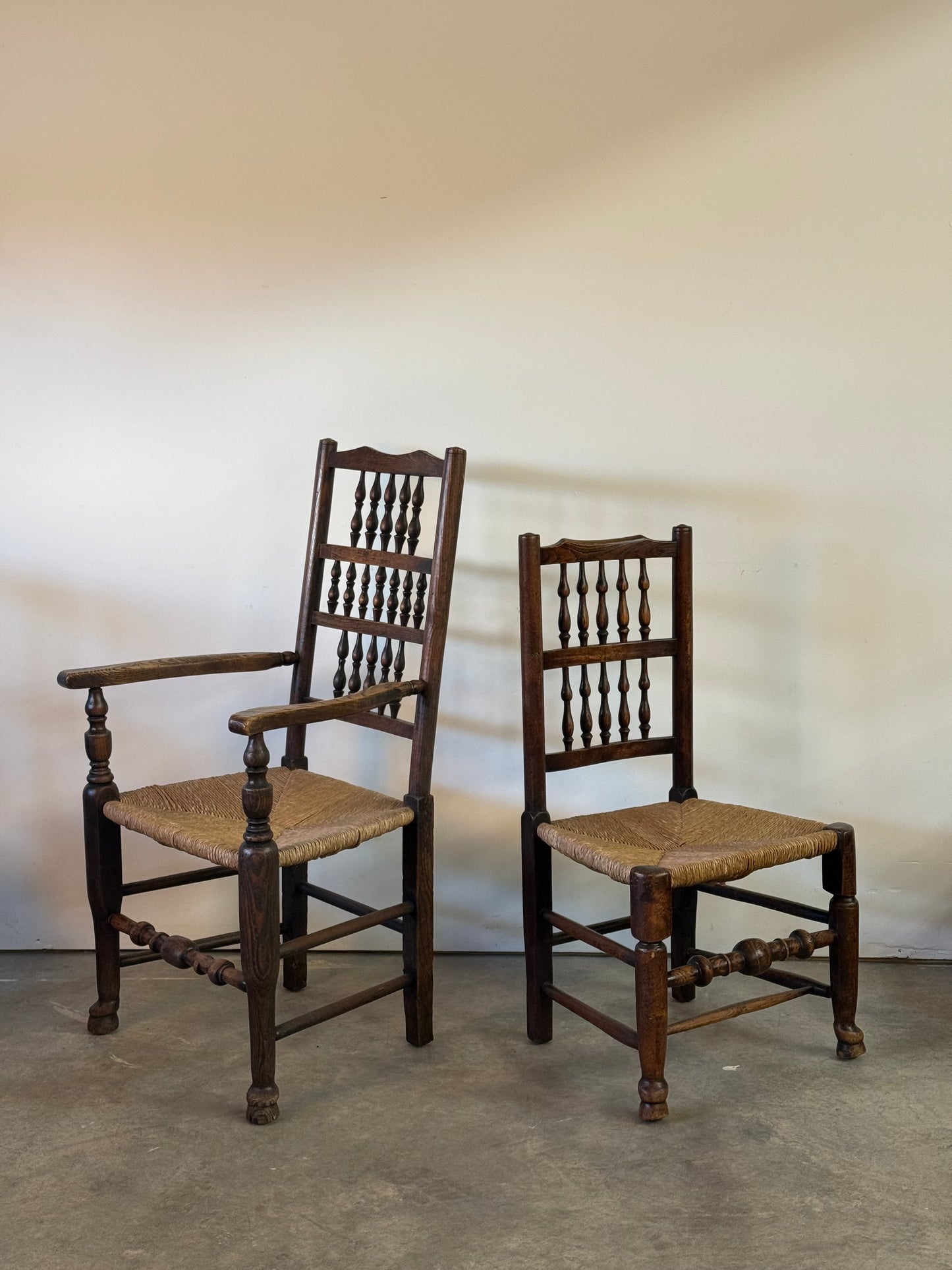 Set of six Antique Lancashire Spindle Back Chairs