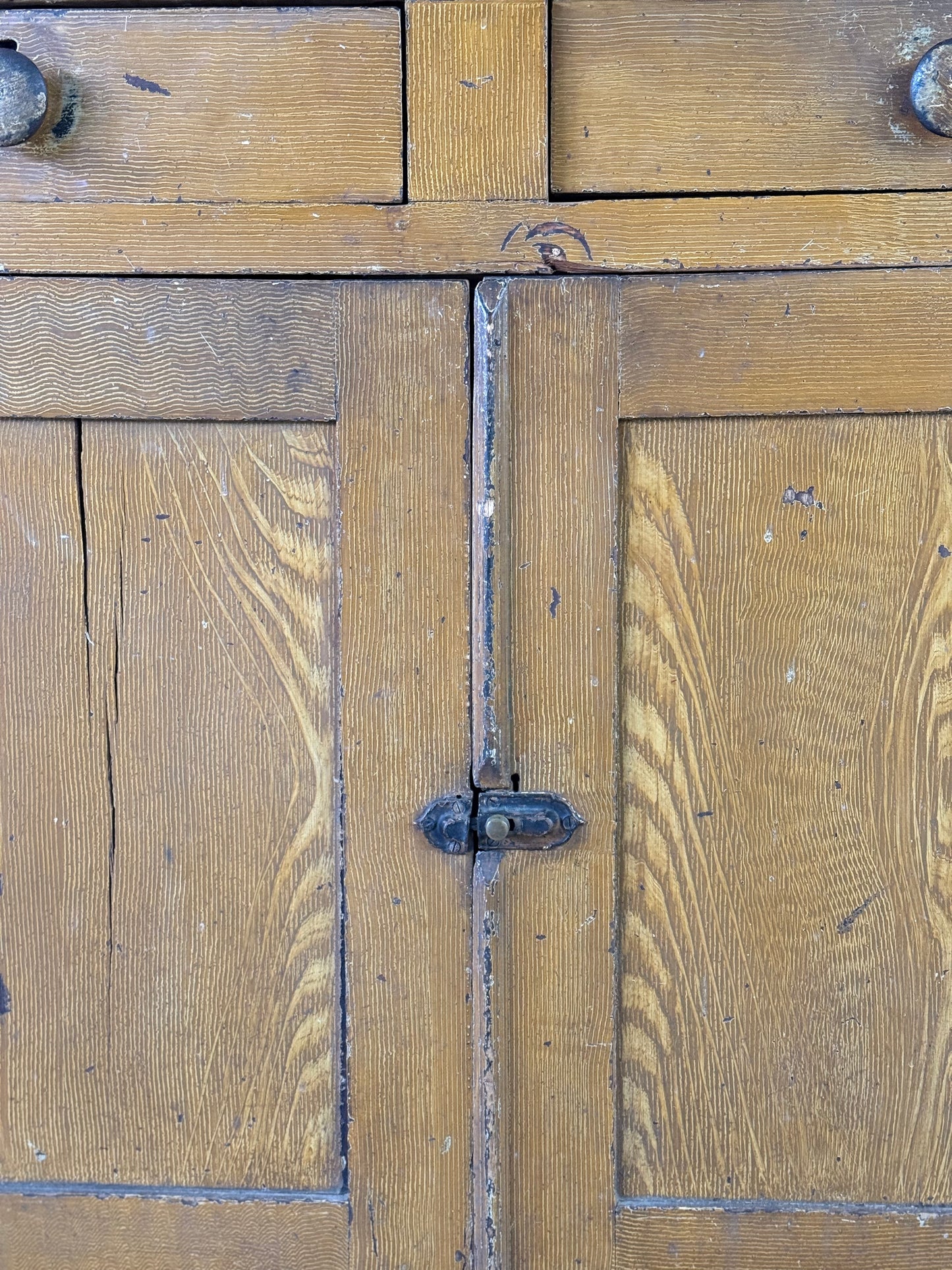 19th C. Grain Painted Cupboard