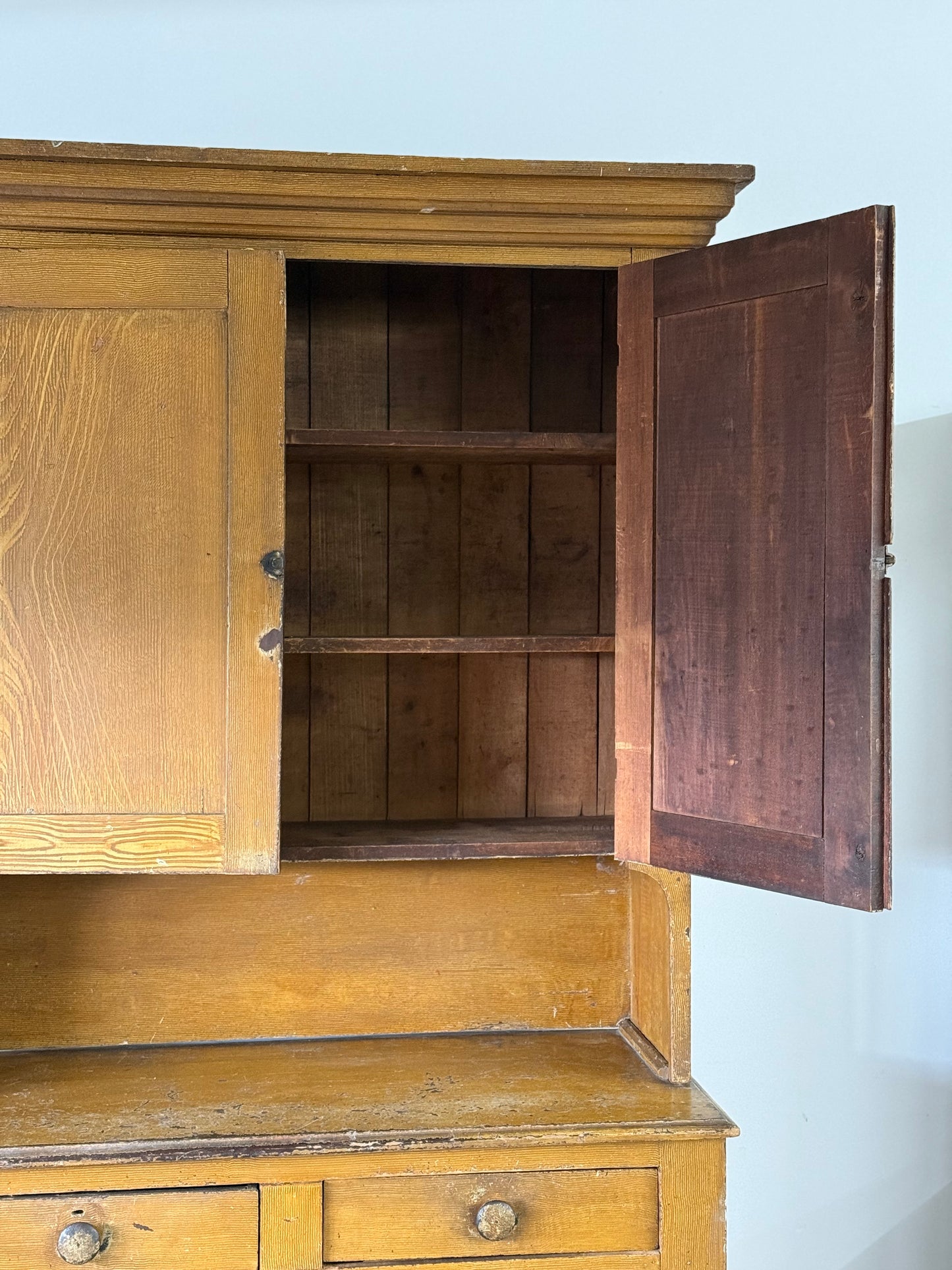 19th C. Grain Painted Cupboard