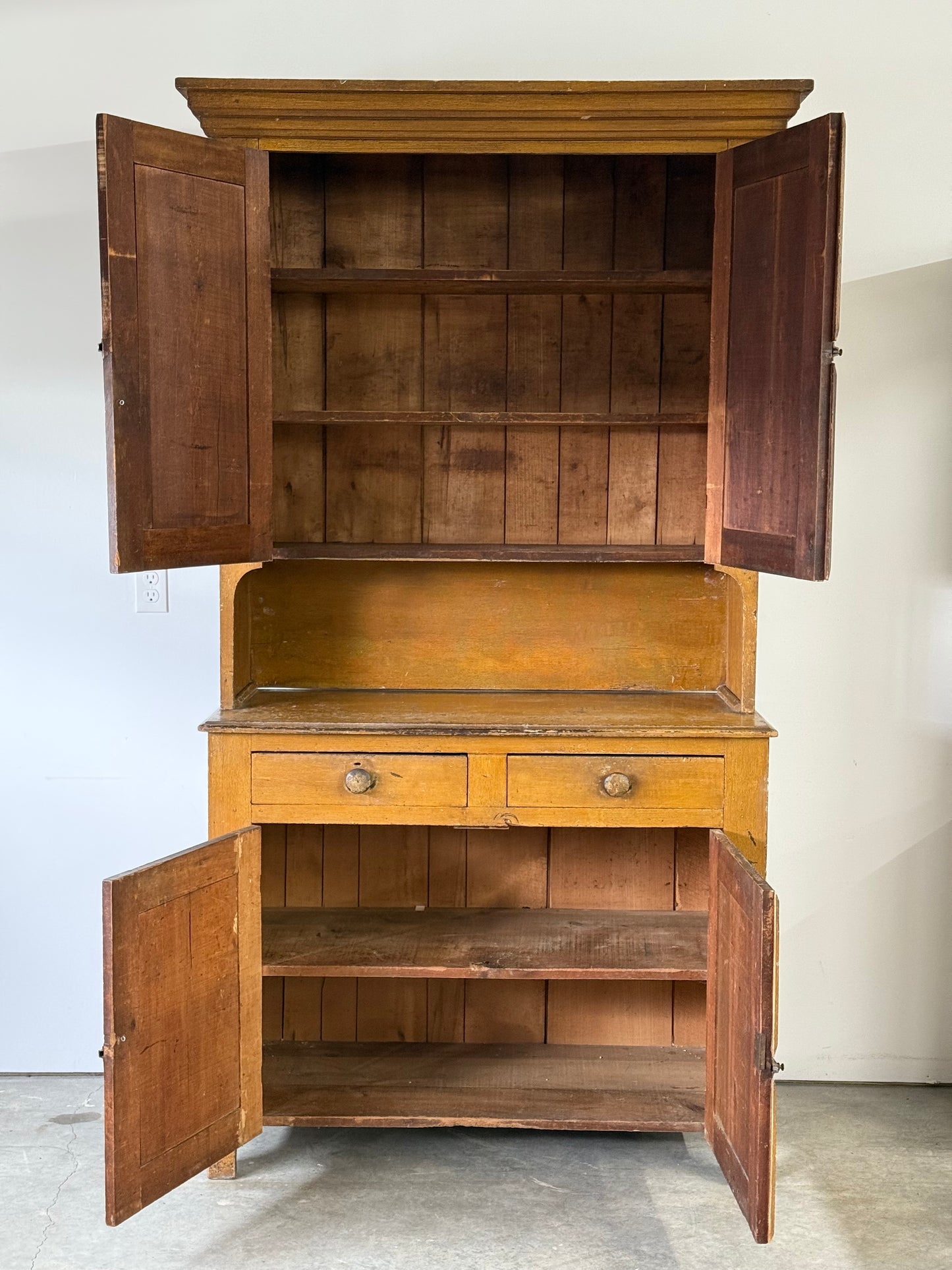 19th C. Grain Painted Cupboard