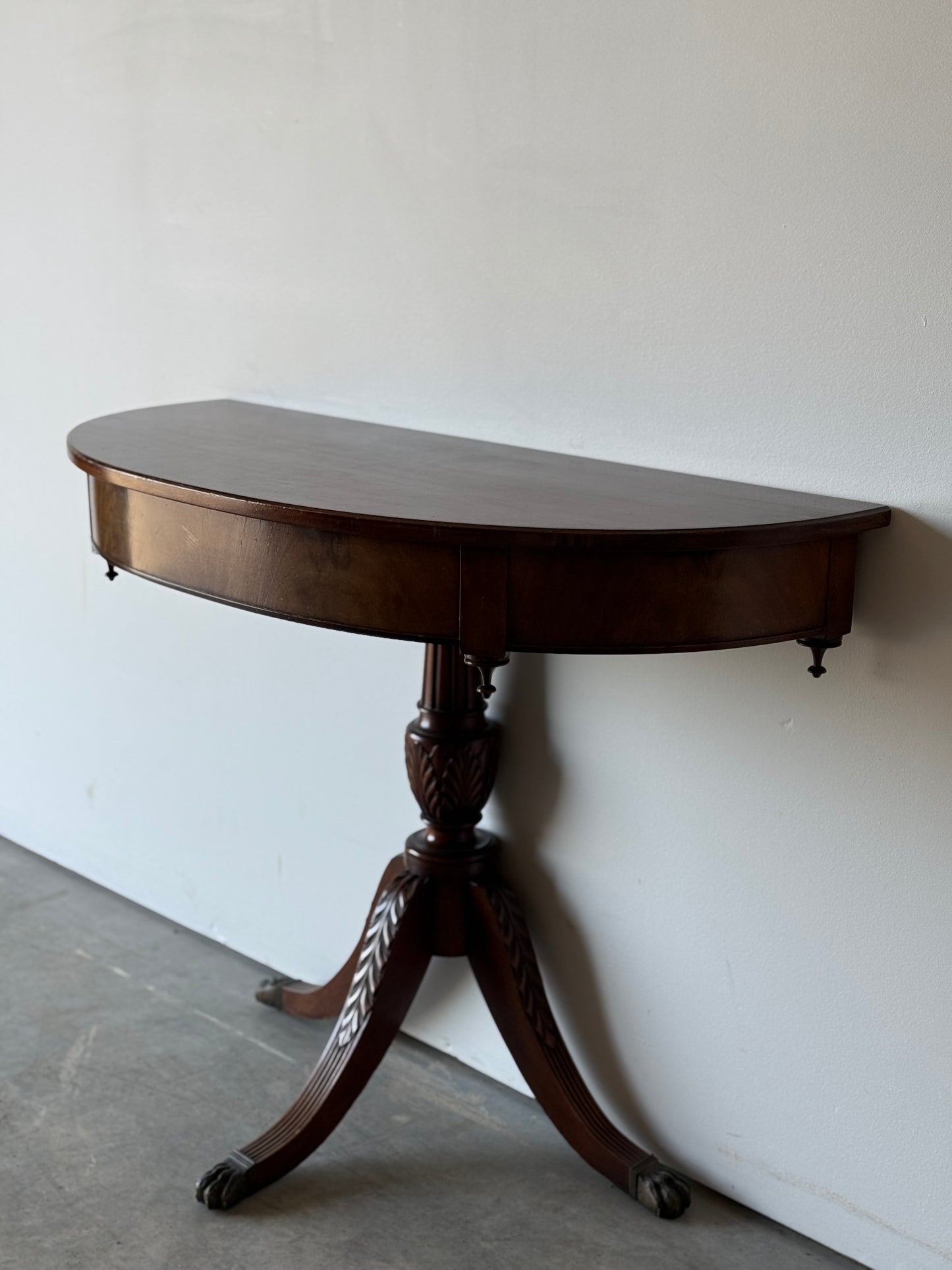 Vintage Mahogany Demi-Lune Console Table