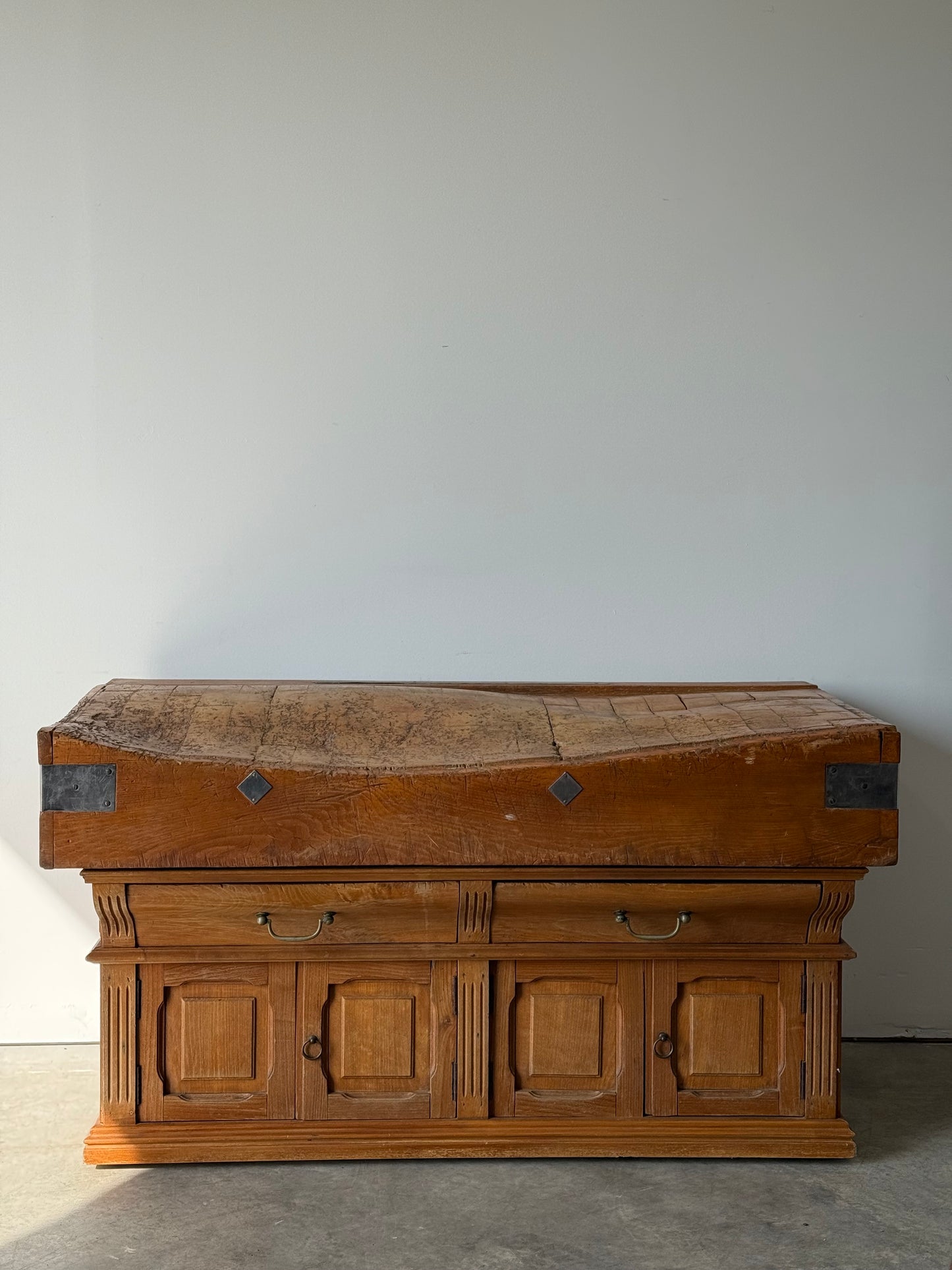 Antique French Butcher's Block Island C. 1910