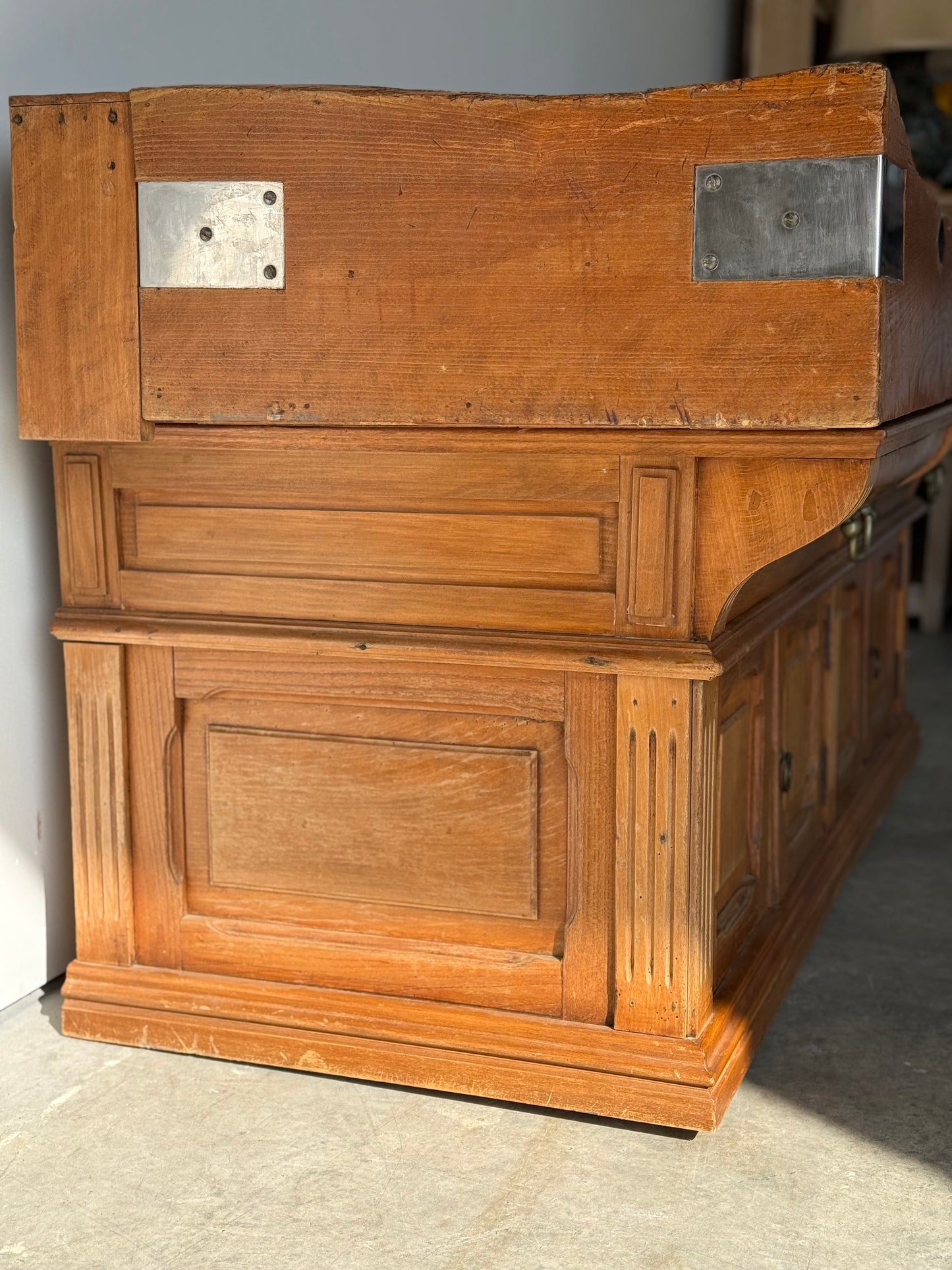 Antique French Butcher's Block Island C. 1910