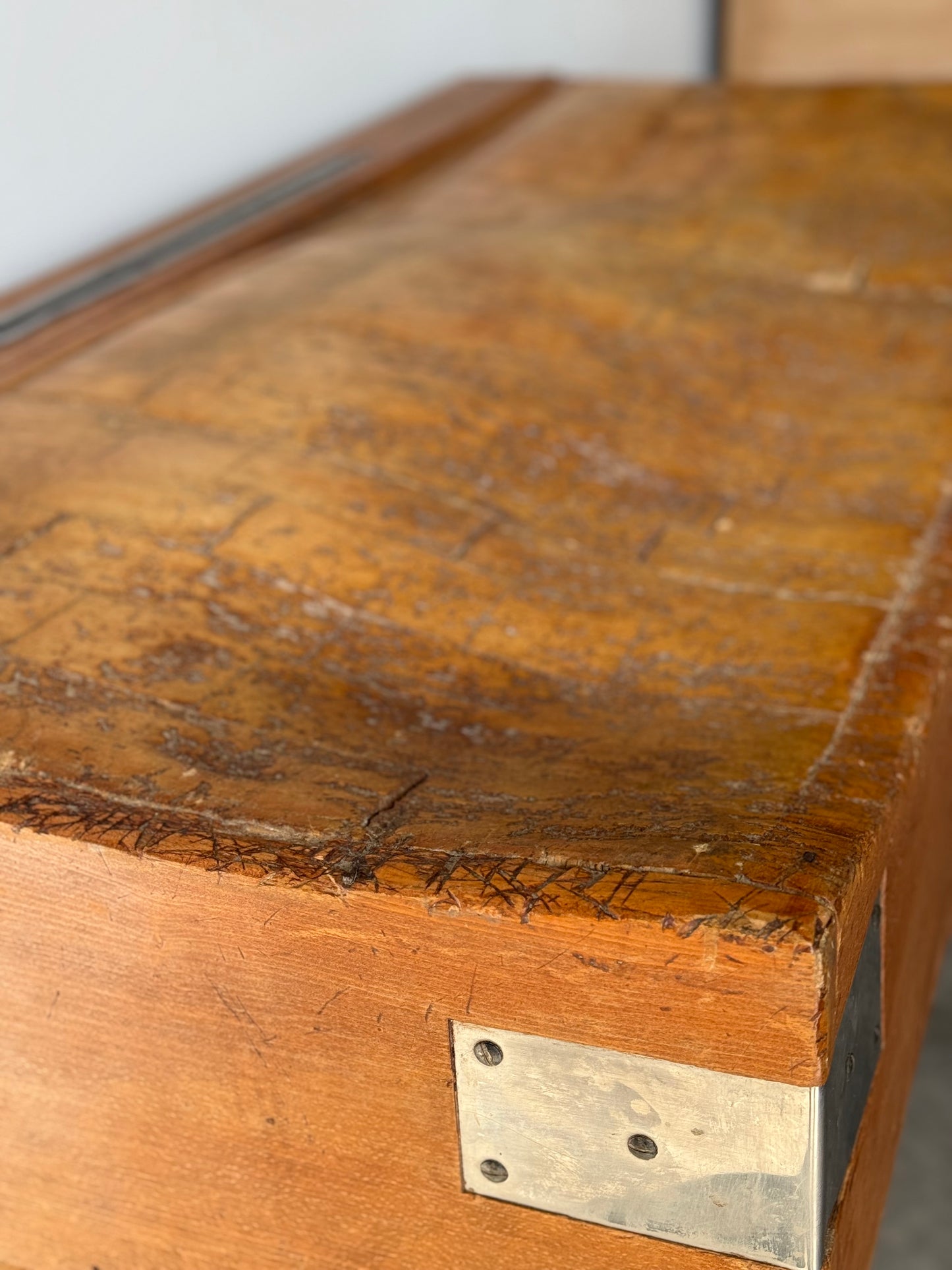 Antique French Butcher's Block Island C. 1910
