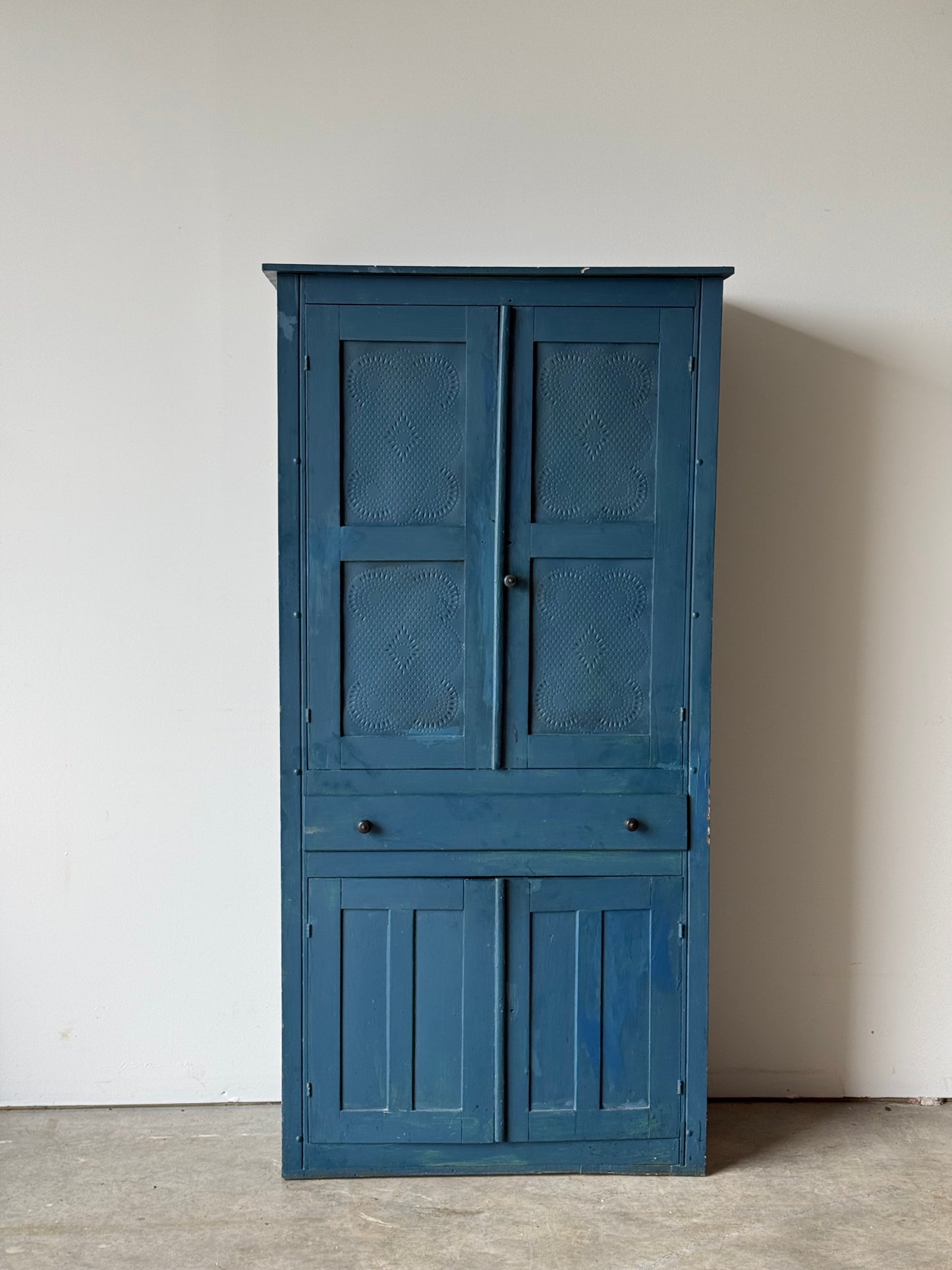Antique Blue Painted Pie Safe