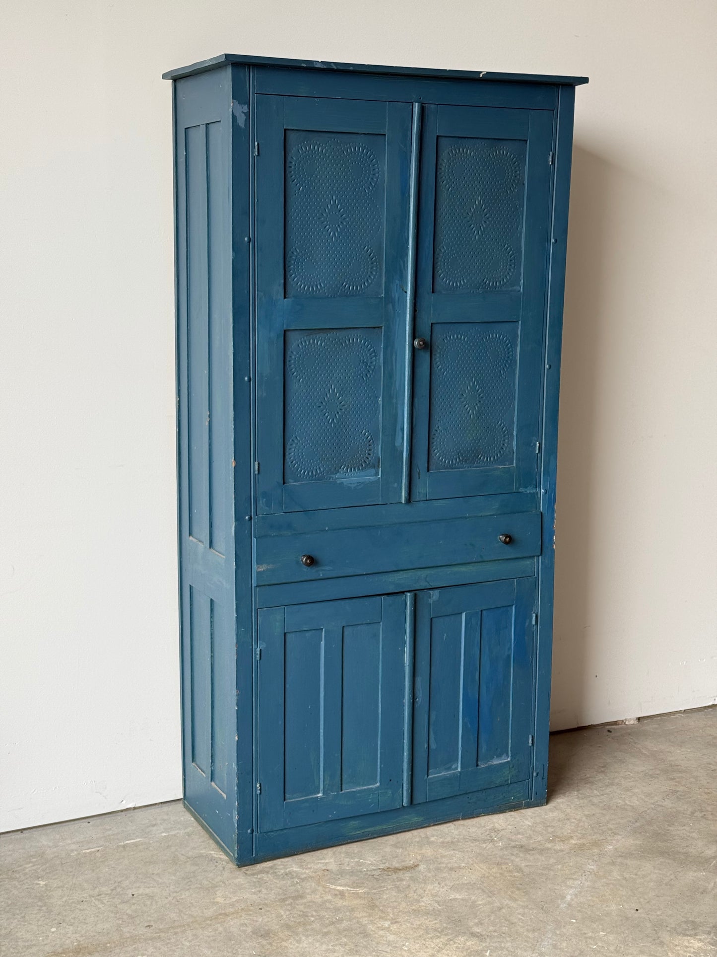 Antique Blue Painted Pie Safe