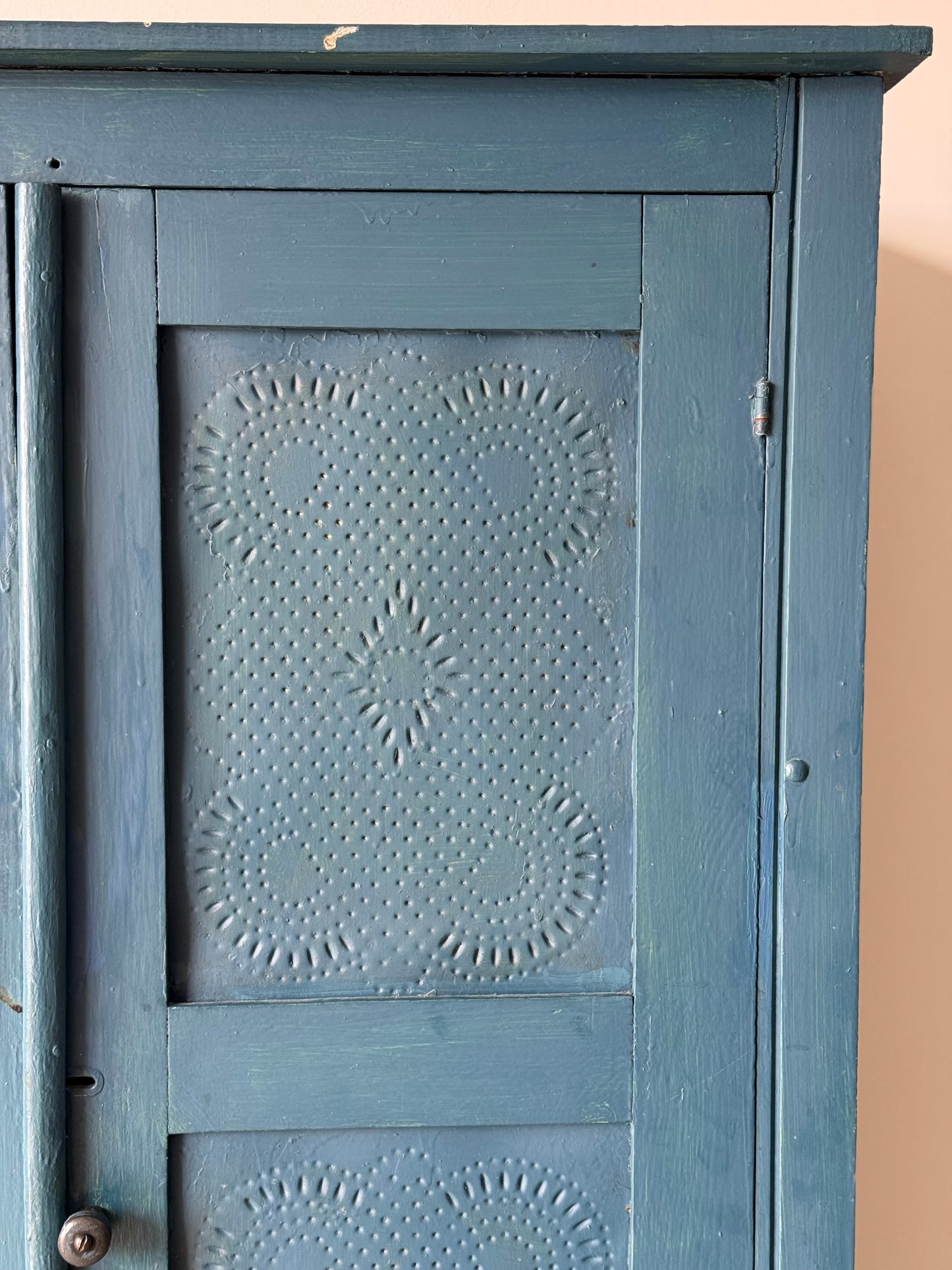 Antique Blue Painted Pie Safe