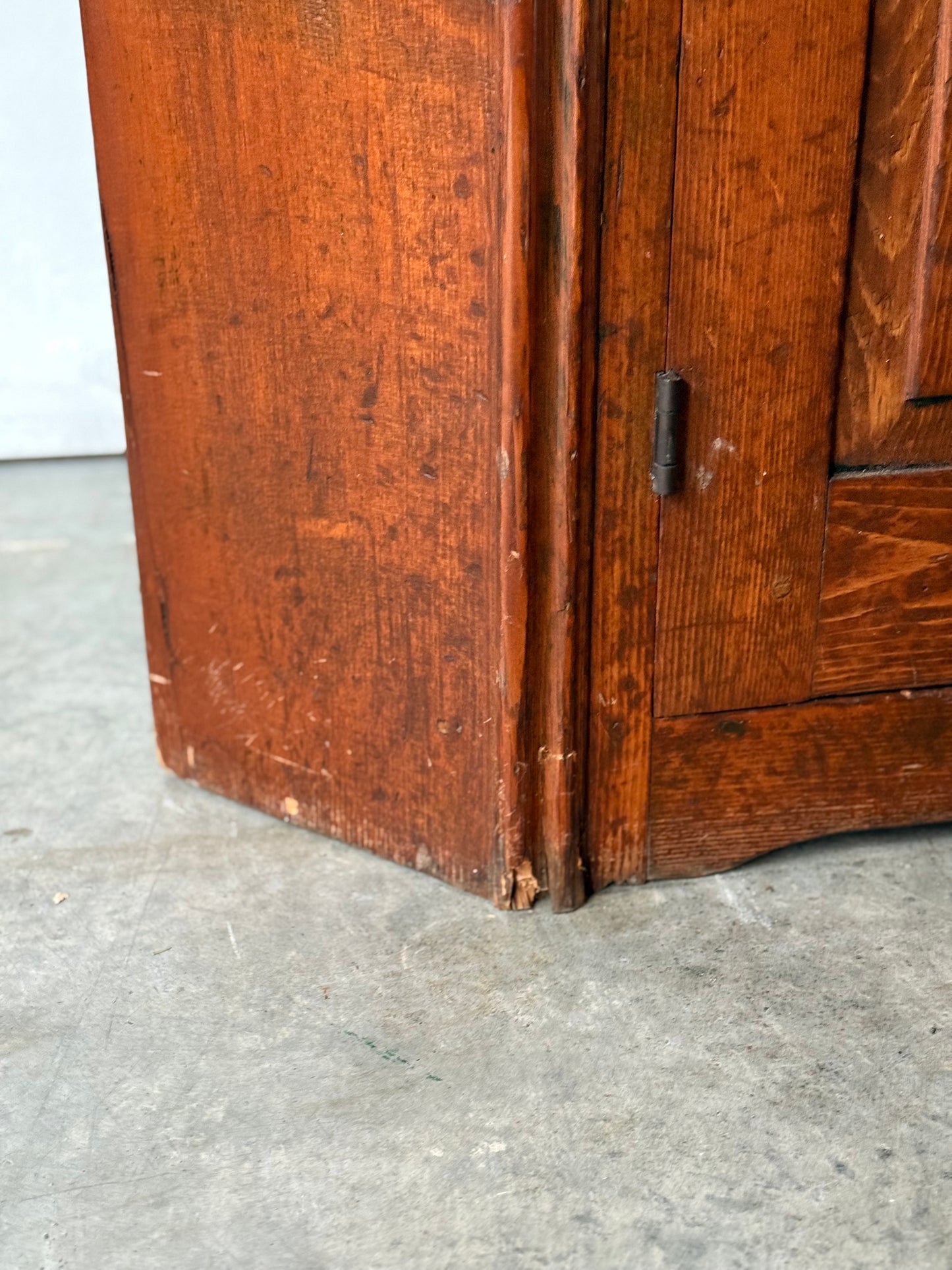 Early Primitive Corner Cupboard with Raised Panel Doors