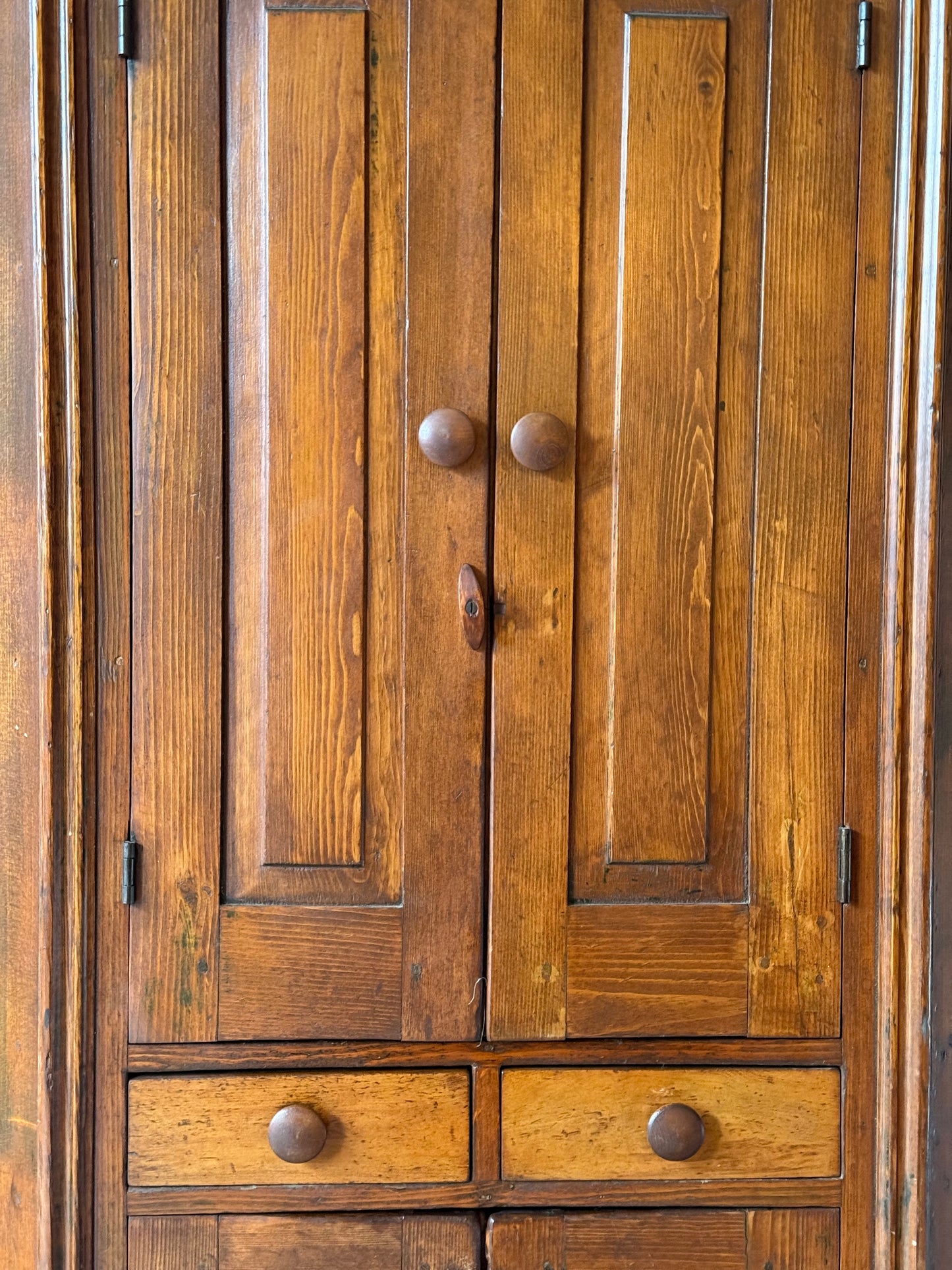 Early Primitive Corner Cupboard with Raised Panel Doors