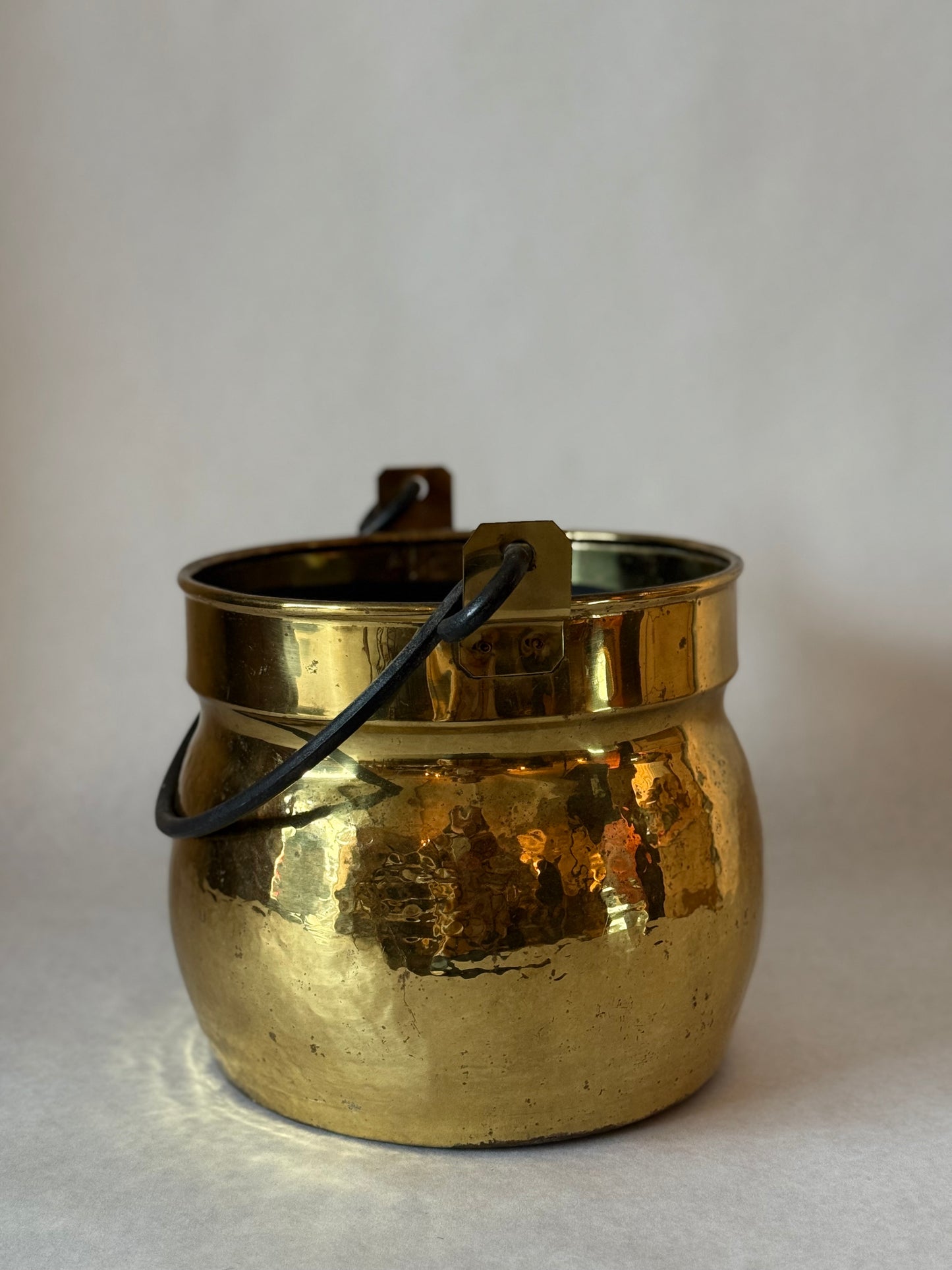 Antique French Hammered Brass Jardiniere or pot