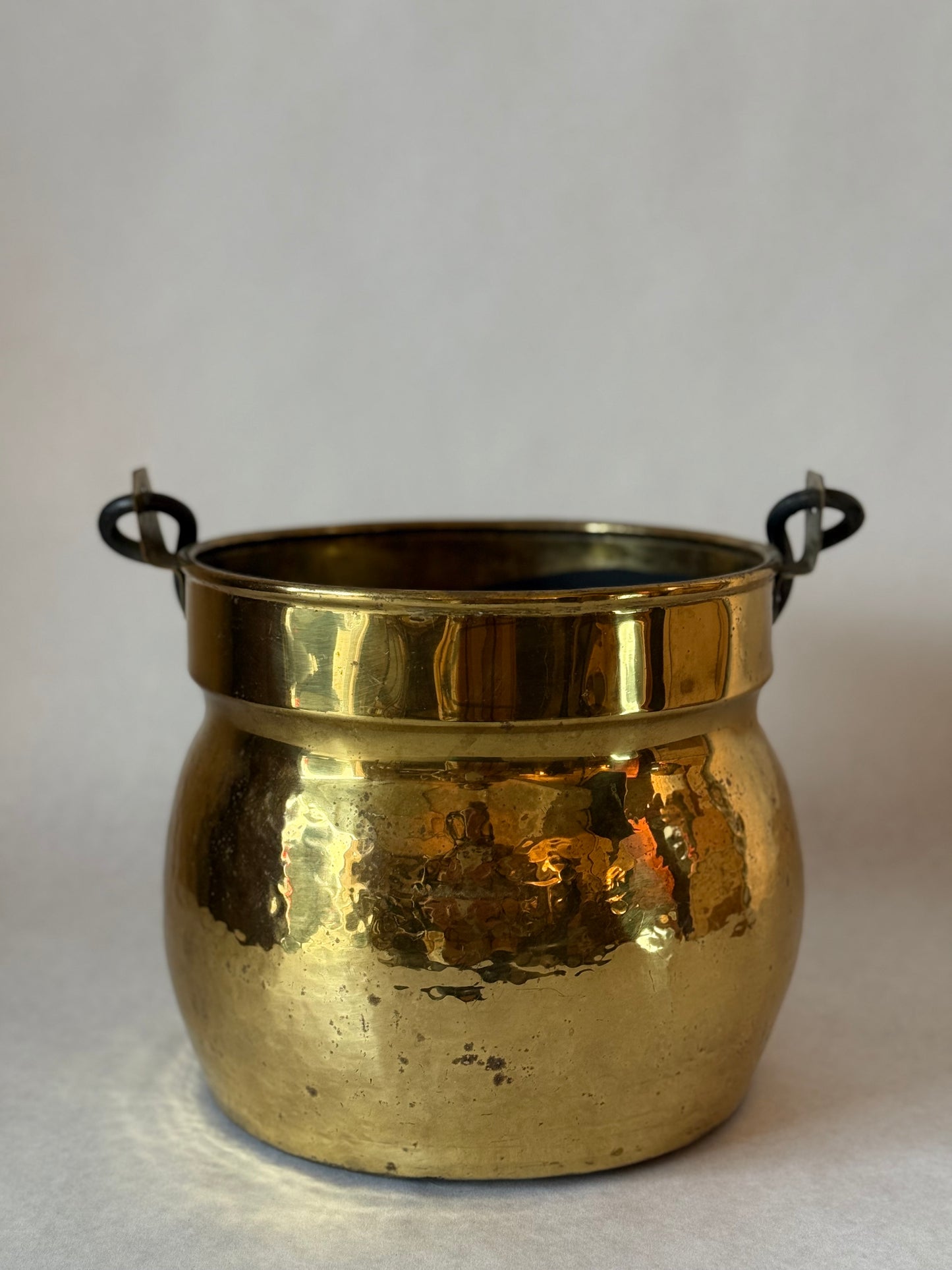Antique French Hammered Brass Jardiniere or pot