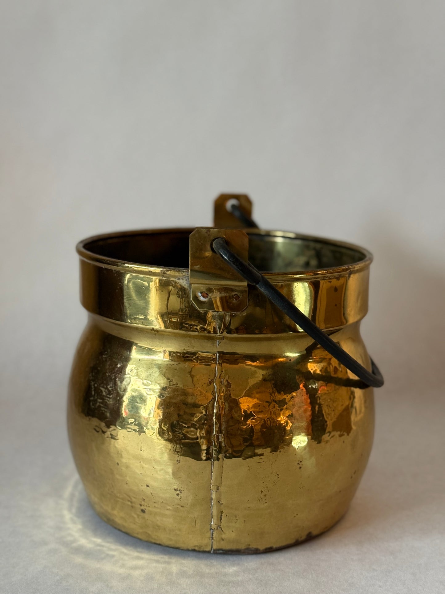 Antique French Hammered Brass Jardiniere or pot