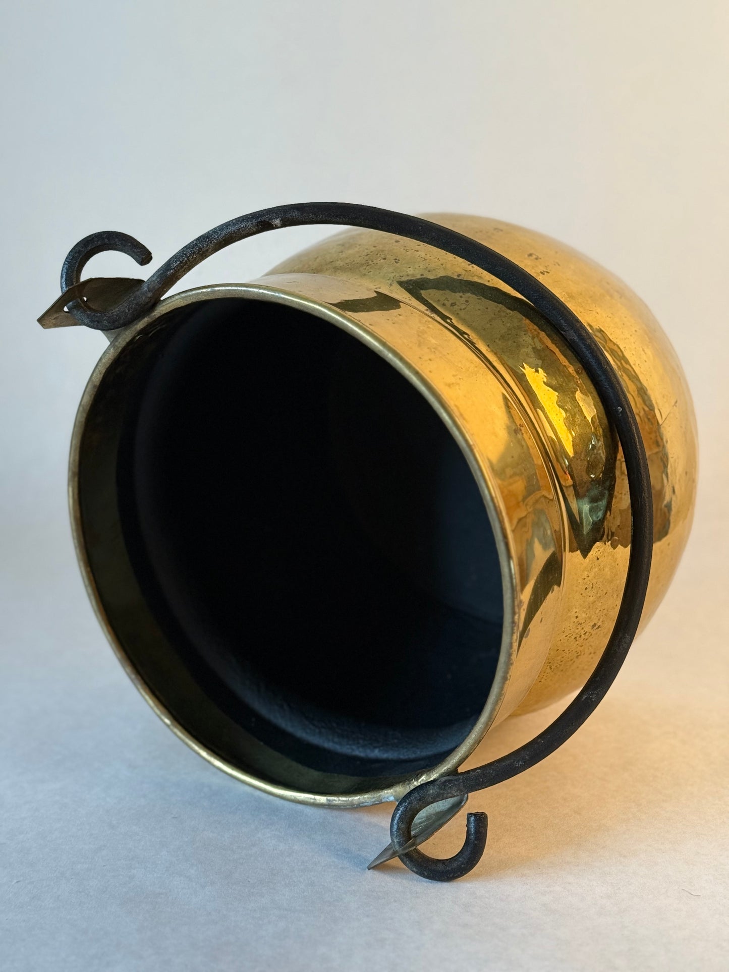 Antique French Hammered Brass Jardiniere or pot