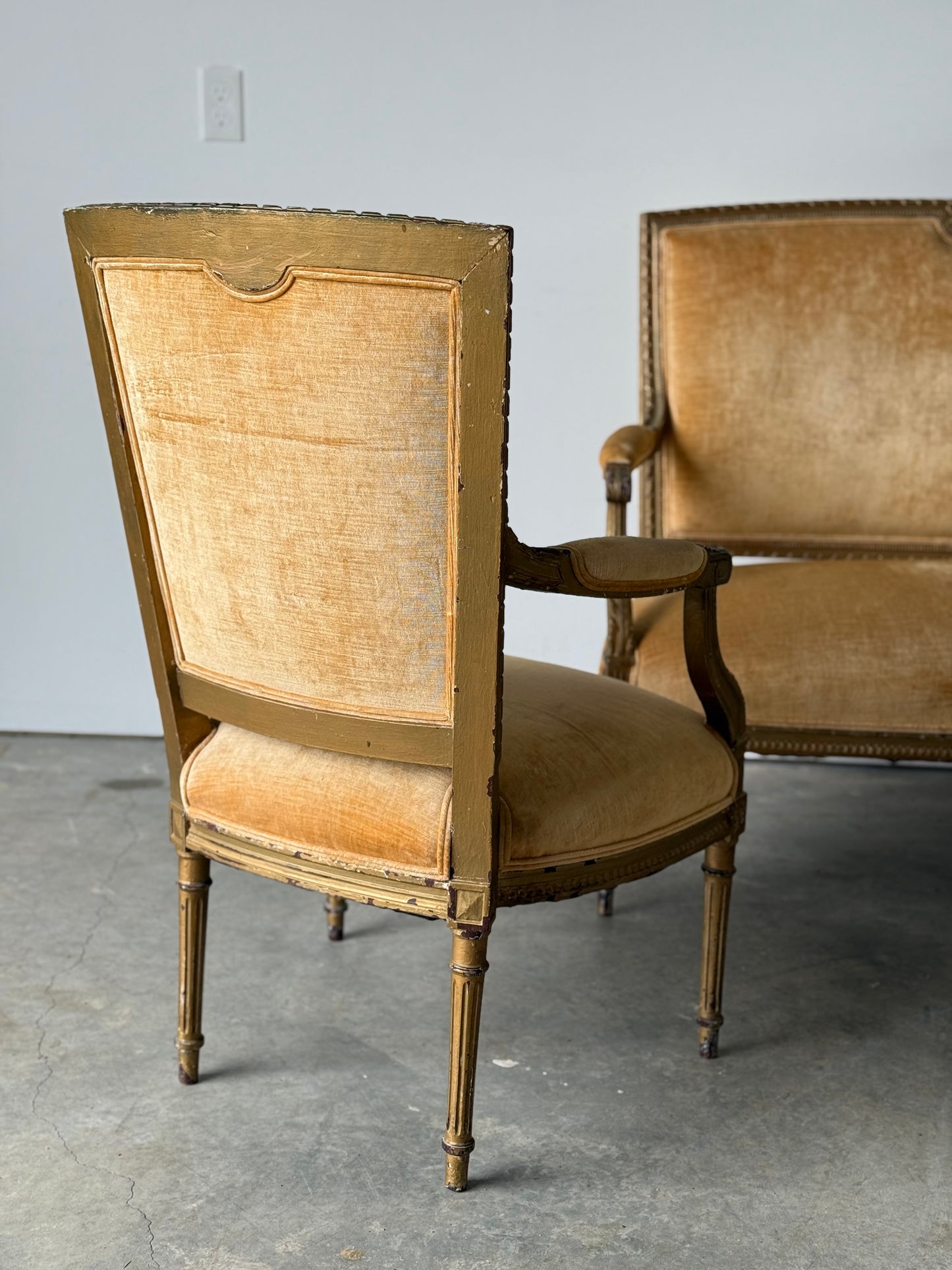 Antique Louis XVI Style Giltwood Parlor Set
