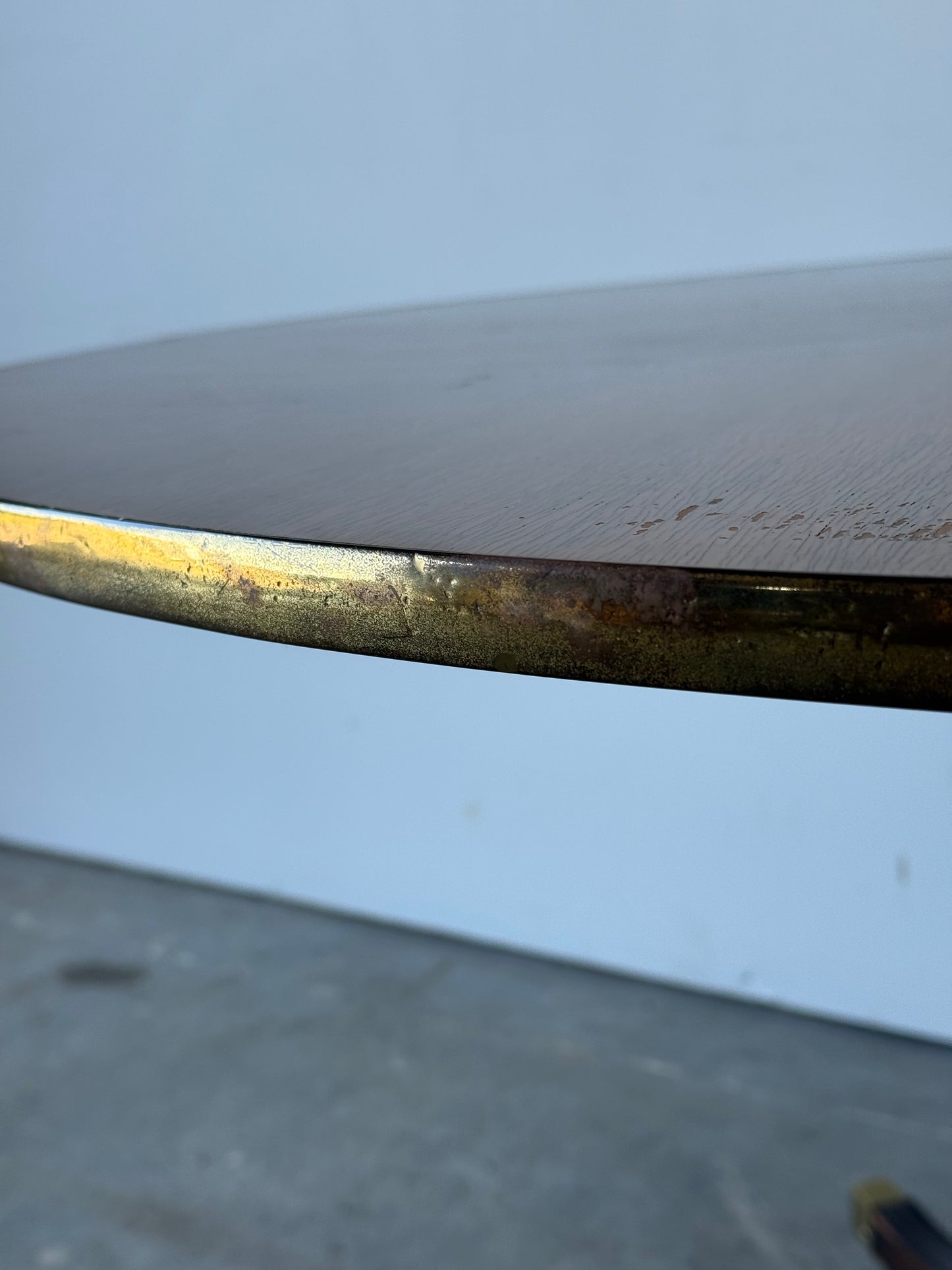 Regency Style Round Table on Casters w/ Brass Trim