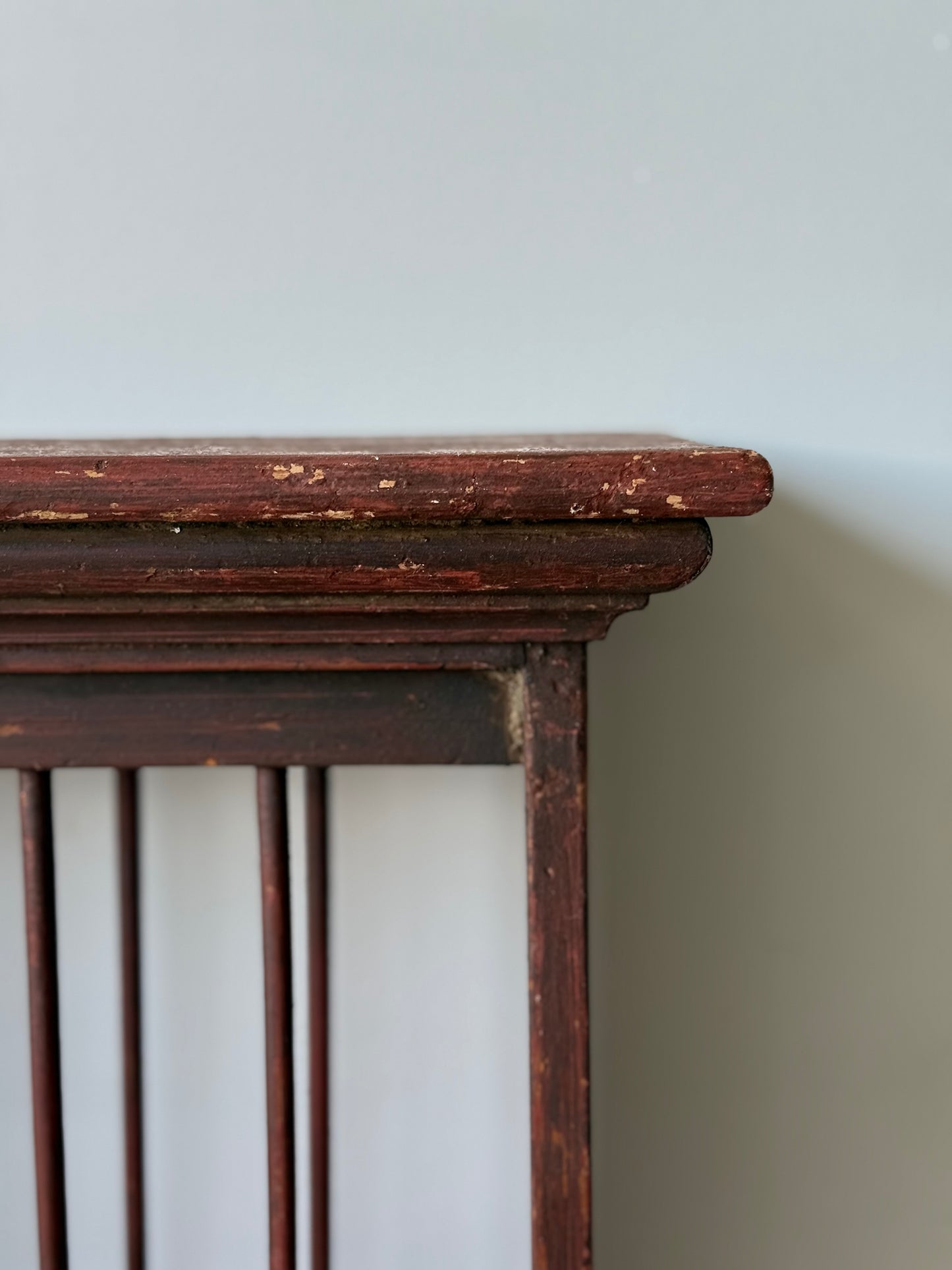 Great Antique Wall Plate Rack in Original Red Wash