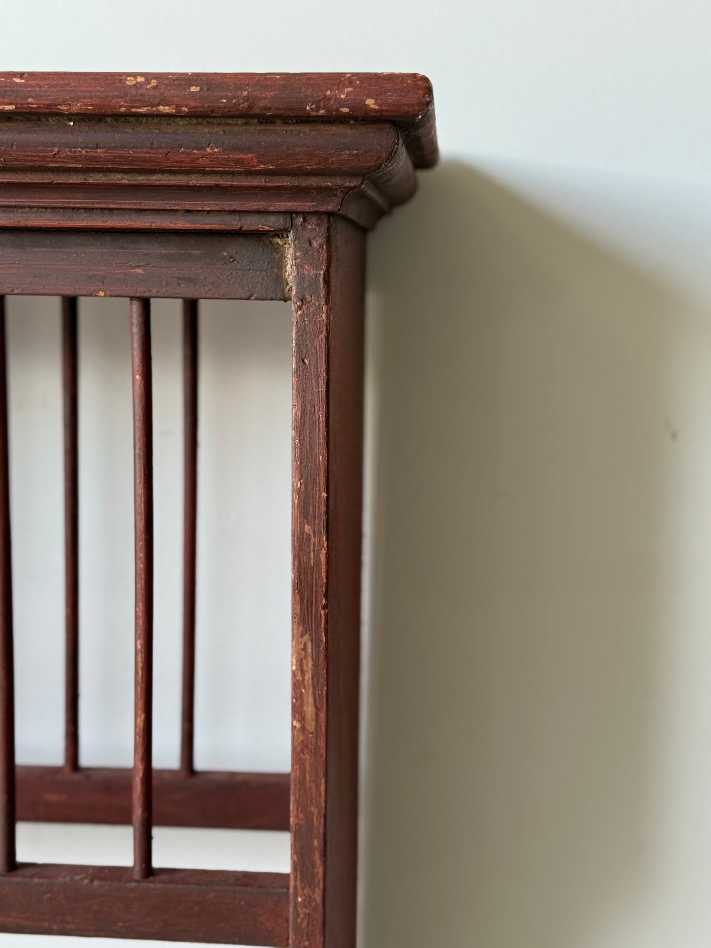 Great Antique Wall Plate Rack in Original Red Wash