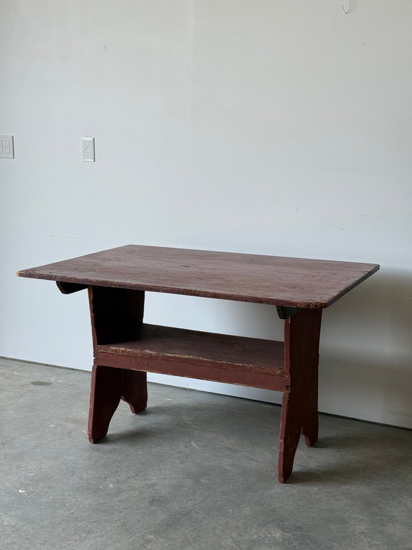 Nice Antique Primitive Red Wash Hutch Table