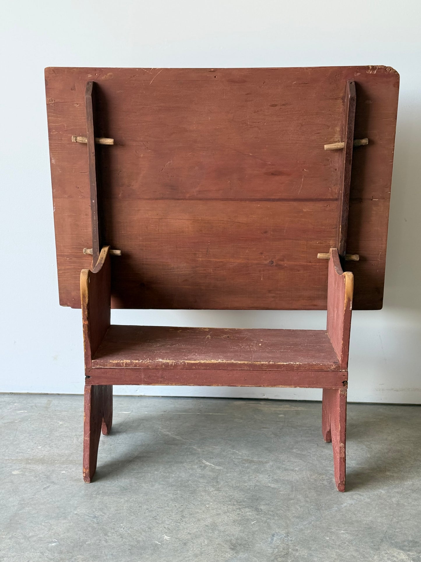Nice Antique Primitive Red Wash Hutch Table