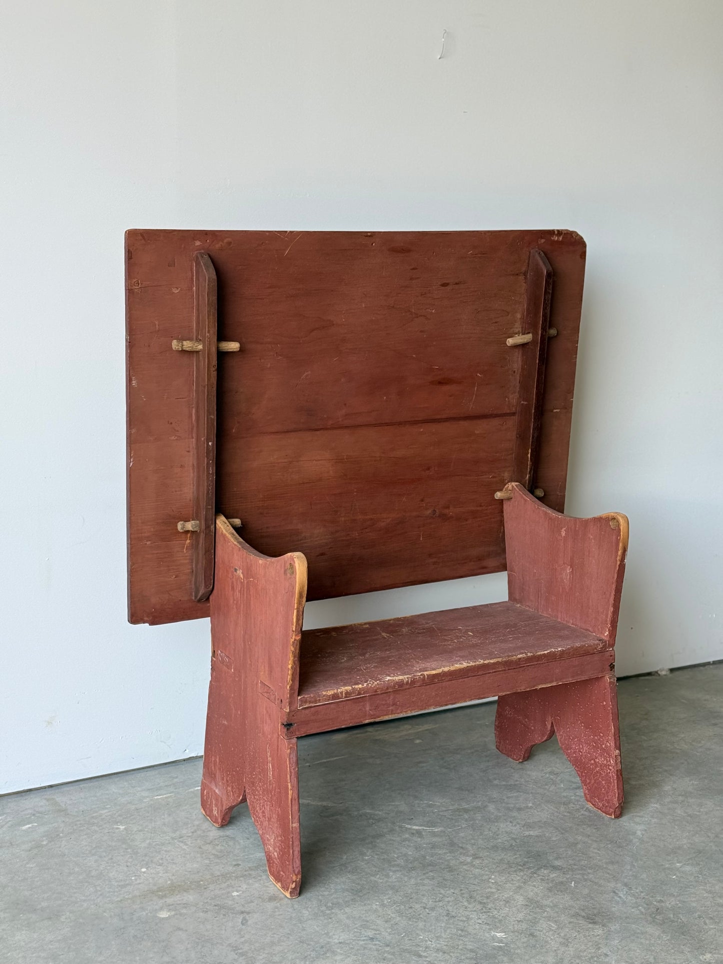 Nice Antique Primitive Red Wash Hutch Table