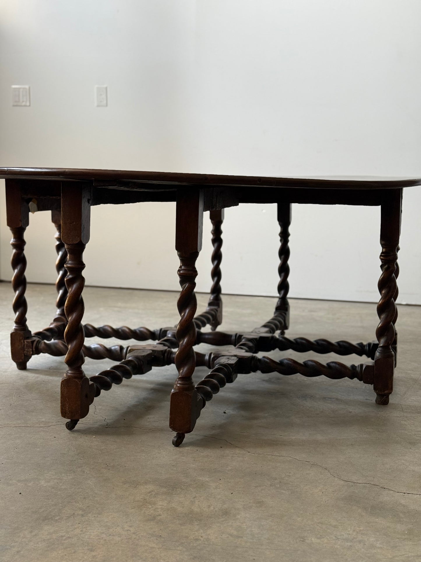 Jacobean Oak Double Swing Leg Drop Leaf Table
