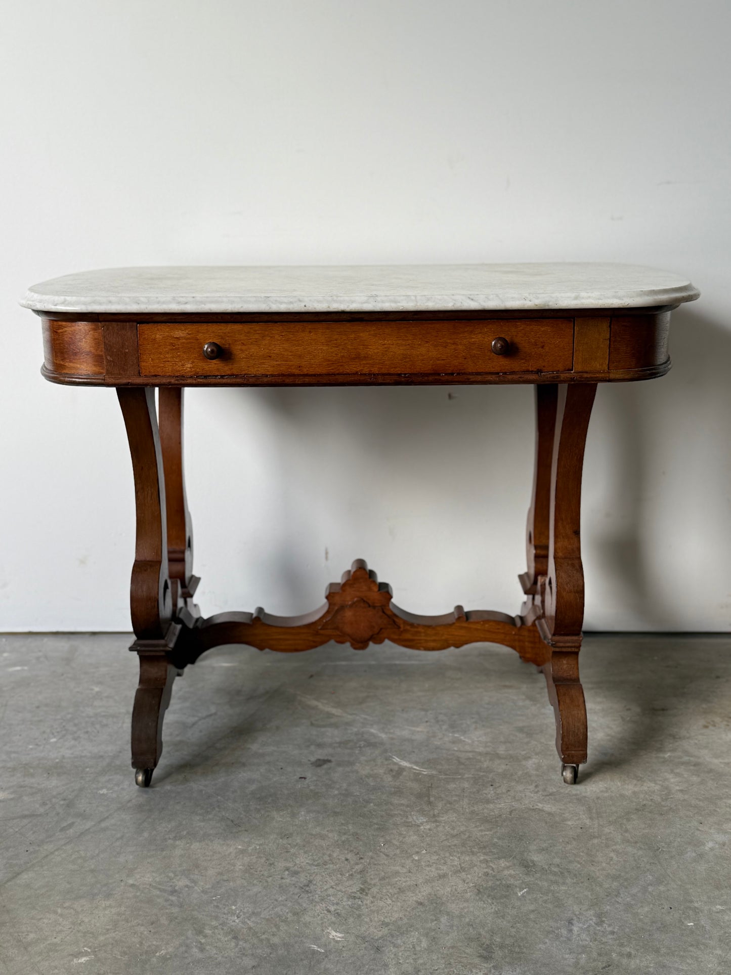 Antique Victorian  Marble Top Parlor Table