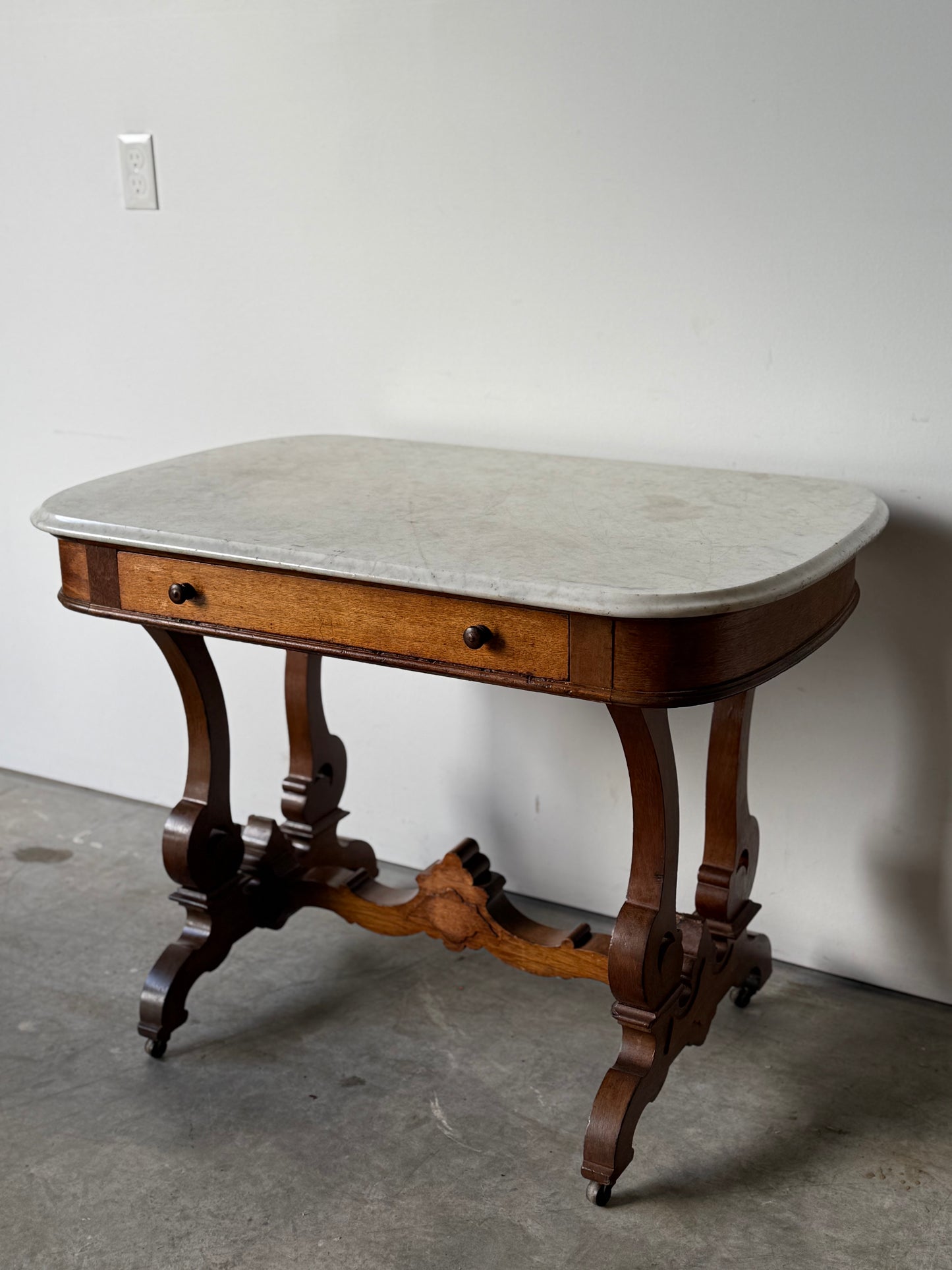 Antique Victorian  Marble Top Parlor Table