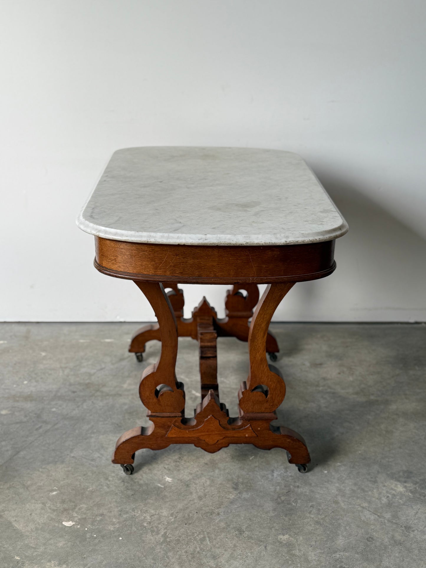 Antique Victorian  Marble Top Parlor Table