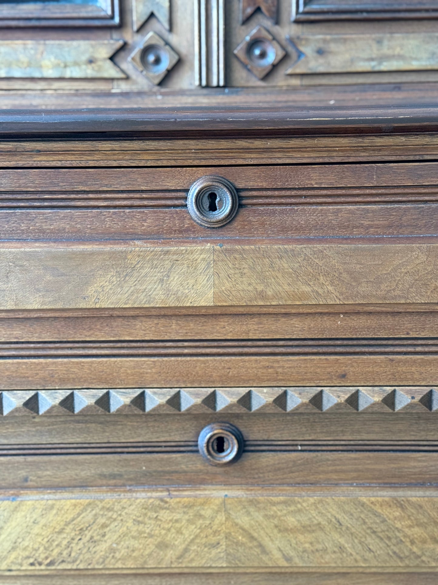 Antique Victorian Eastlake Flame Walnut Display Cabinet