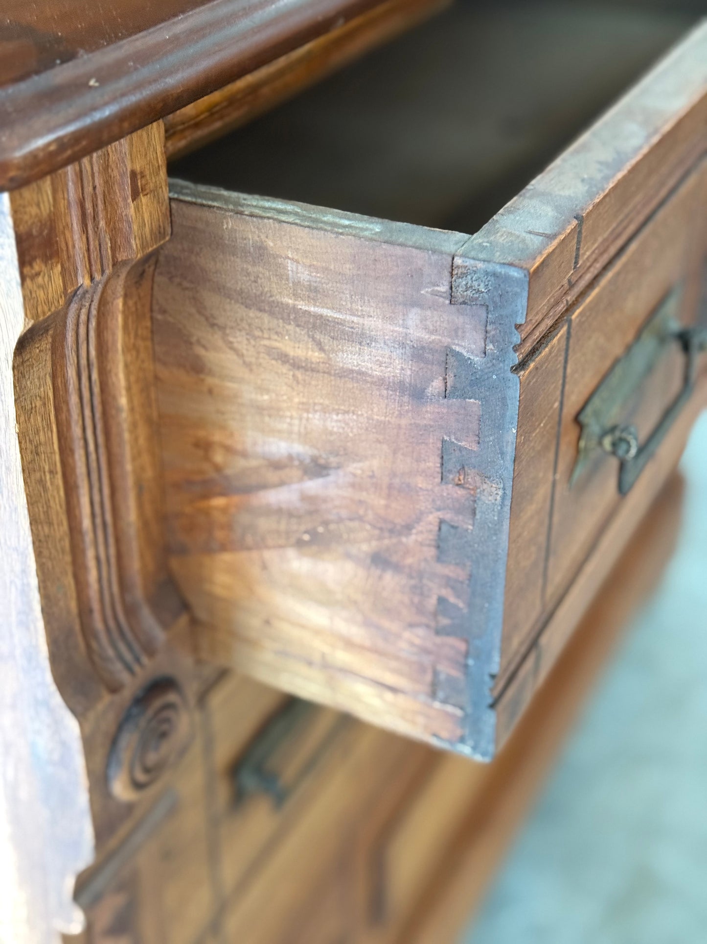 Antique Victorian Eastlake Flame Walnut Display Cabinet